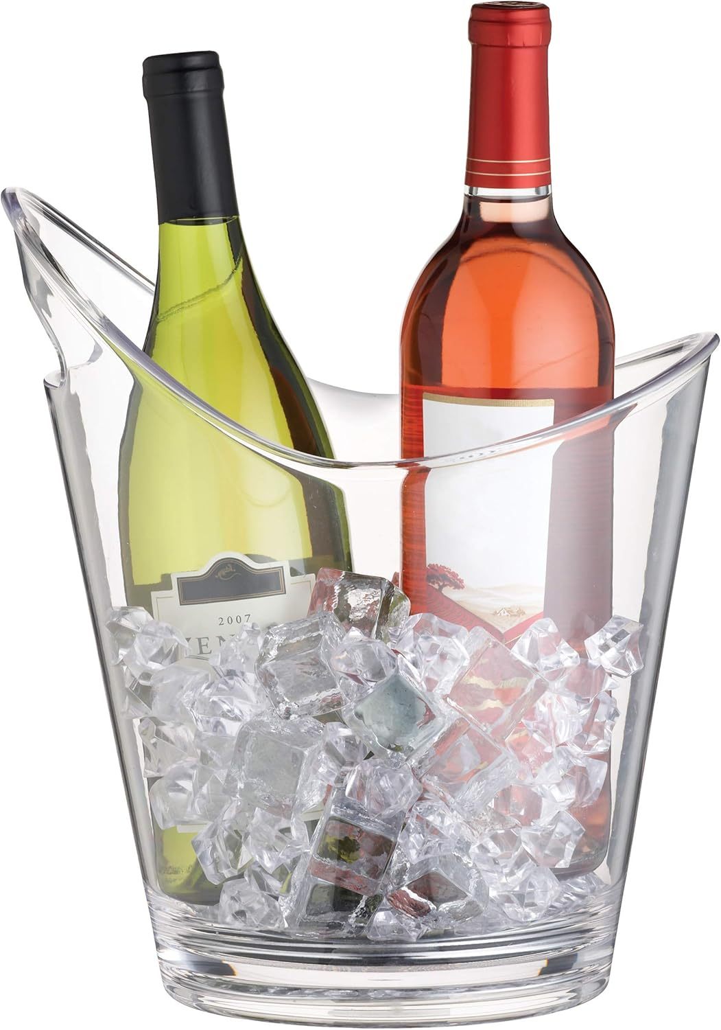 Barcraft Wine Cooler Bucket with Handle, Plastic, Transparent, 4.4 Litres (For 2 Bottles) - Two Bottle Cooler With Handle