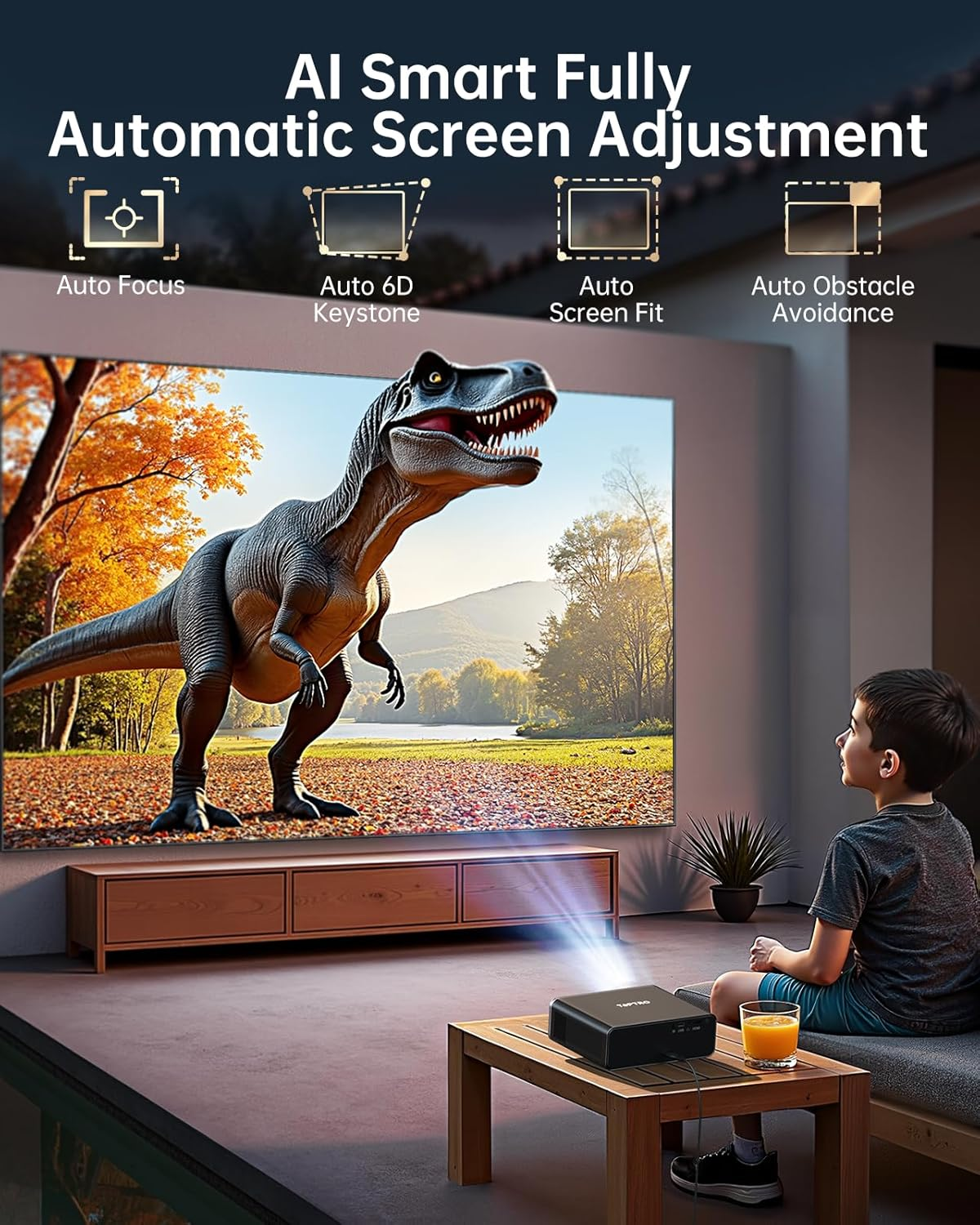 4K Projector【Official Netflix/Dolby】 1000ANSI Smart Projector Auto AI Image Adjustment, Native Portable Projector 1080P with Wifi 6 Two-Way BT5.2 50% Zoom for Home Theater/Outdoor Mobile image number 1