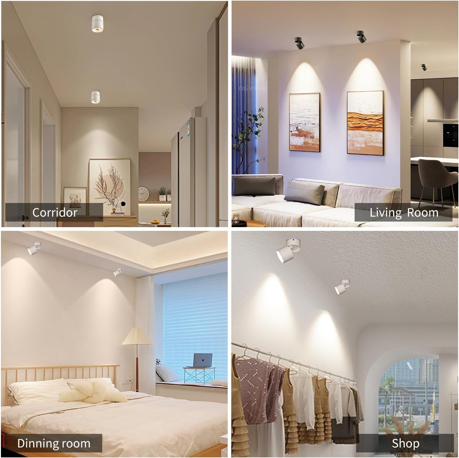 LED Flush Mount Ceiling Spot Light 10W 3000K Warm White Adjustable Tilt Angle Ceiling Light Fixture Indoor White Finish for Picture Art Wall Shop image number 2