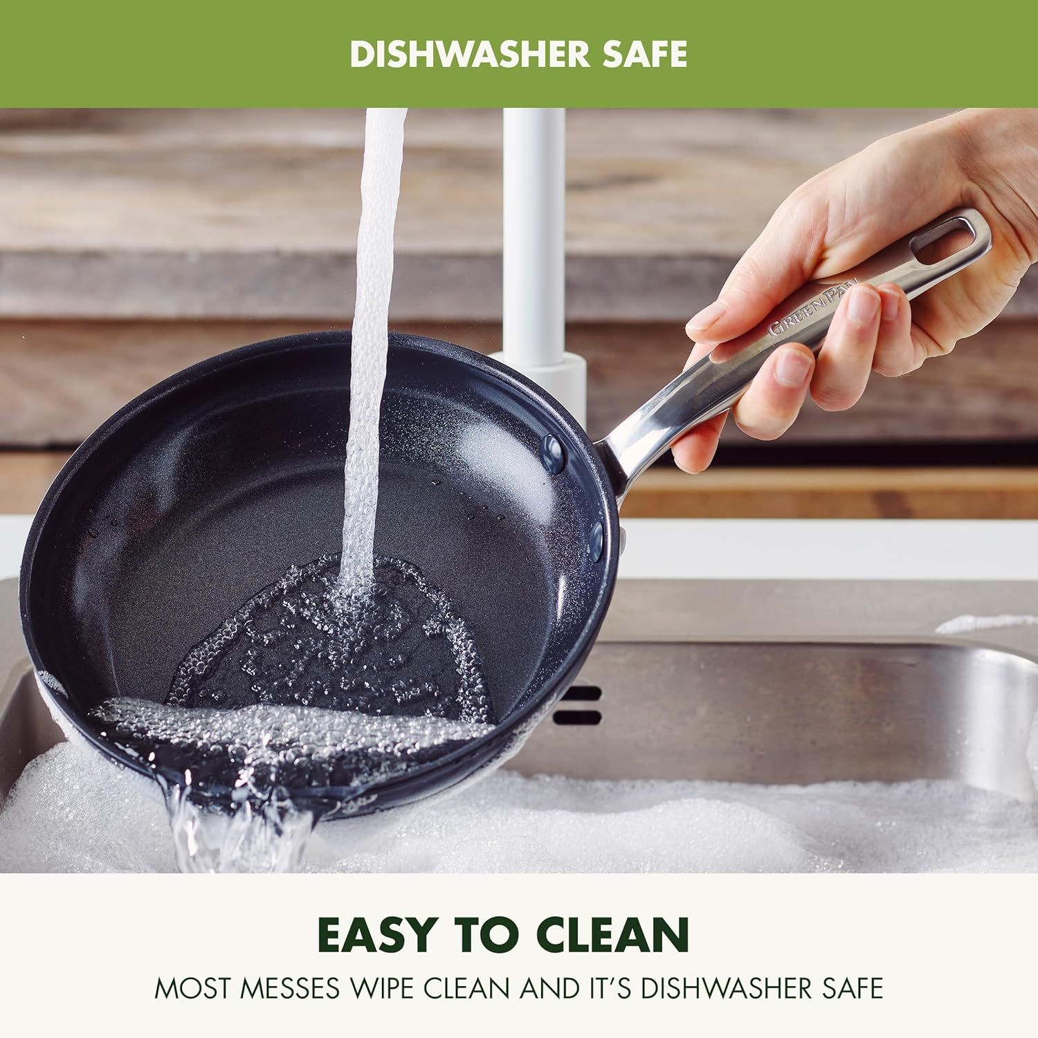 Greenpan Prime Midnight Hard Anodized Healthy Ceramic Nonstick 20 Cm and 28 Cm Frying Pan Skillet Set, Pfas-Free, Dishwasher Safe, Oven Safe, Black image number 3