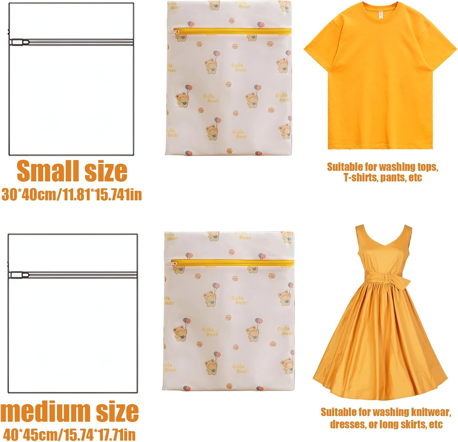 Viiotu 4 Sets Mesh Laundry Bag for Washing Machine,Large Small Travel Laundry Bag with Cute Bear for Delicates,Hosiery,Stocking,Underwear (Balloon Bear) image number 2