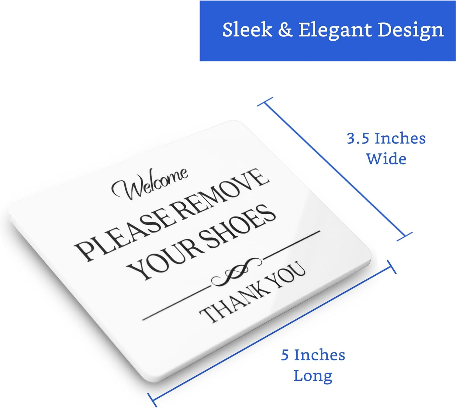 Please Remove Your Shoes Sign (White Acrylic 5 X 3.5 In) - No Shoes Sign for Your Home - Shoes off Sign - No Shoes Sign - Please Take Your Shoes off Sign - Airbnb Essentials for Hosts image number 6