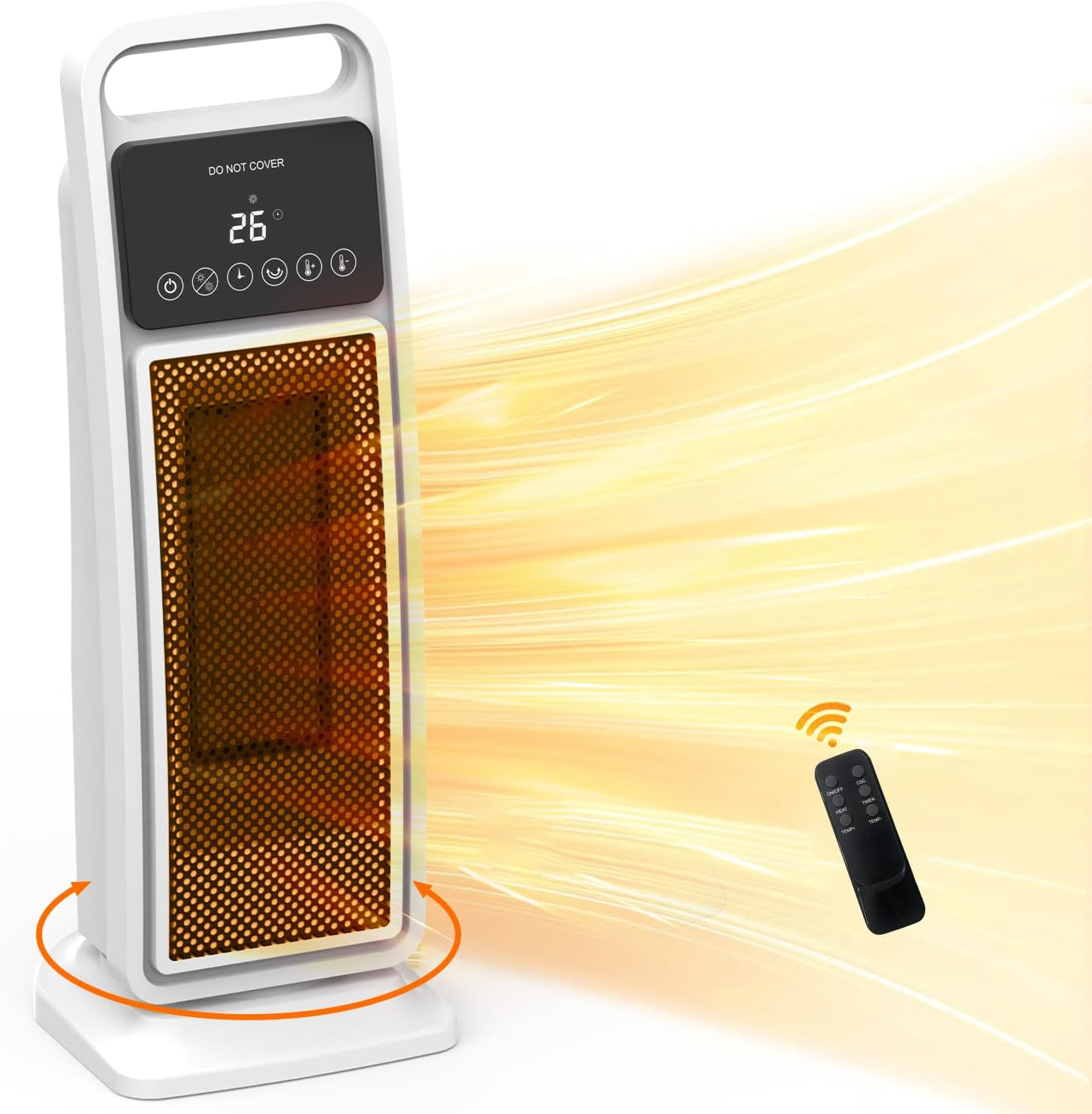 Advwin Heater 2000W Self-Regulating Ceramic Electric Portable Heater with Remote for Office, Bedroom, Adjustable Temperature, Black