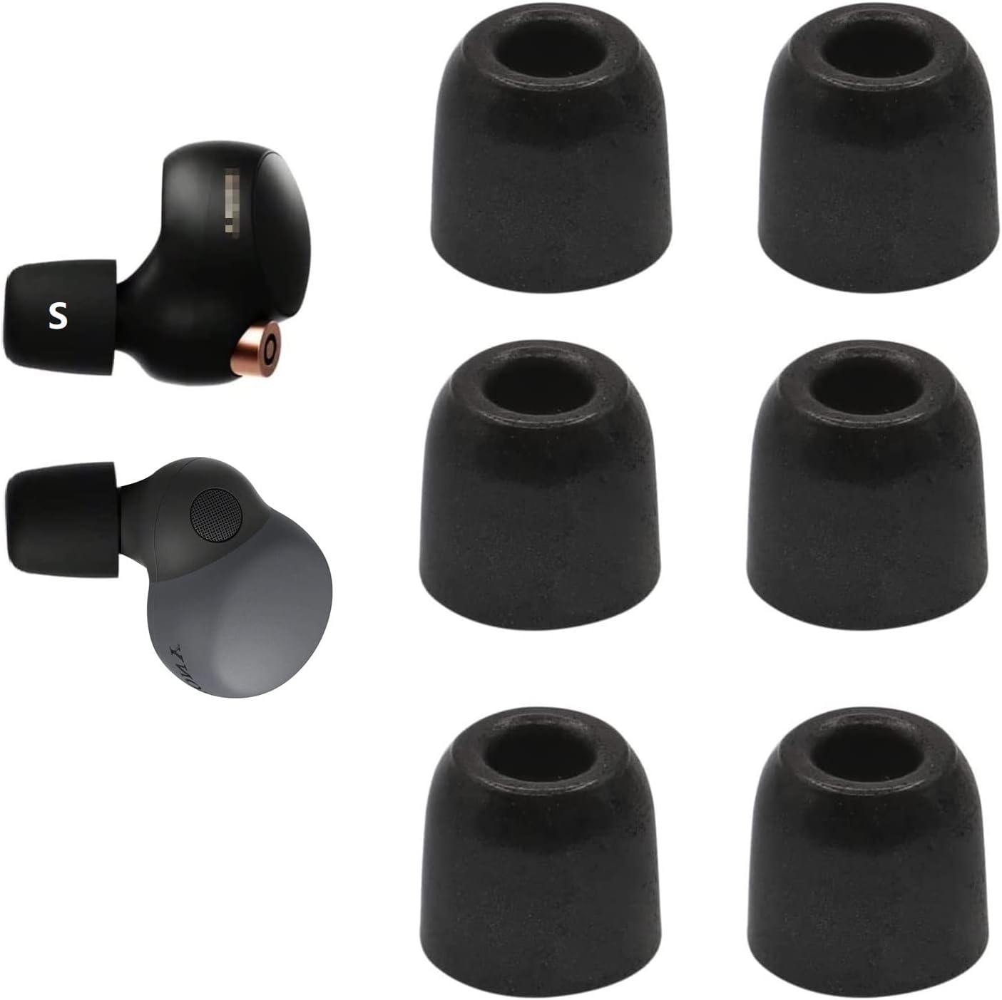 JNSA Replacement for Sony WF-1000XM4 1000XM3 Memory Foam Ear Tips Noise Canceling Foam Eartips Ear Plug Ear Tip L Size 3 Pairs, [Fit in Case], Black,Large Size (Foam4Xm4B3Pl) image number 3