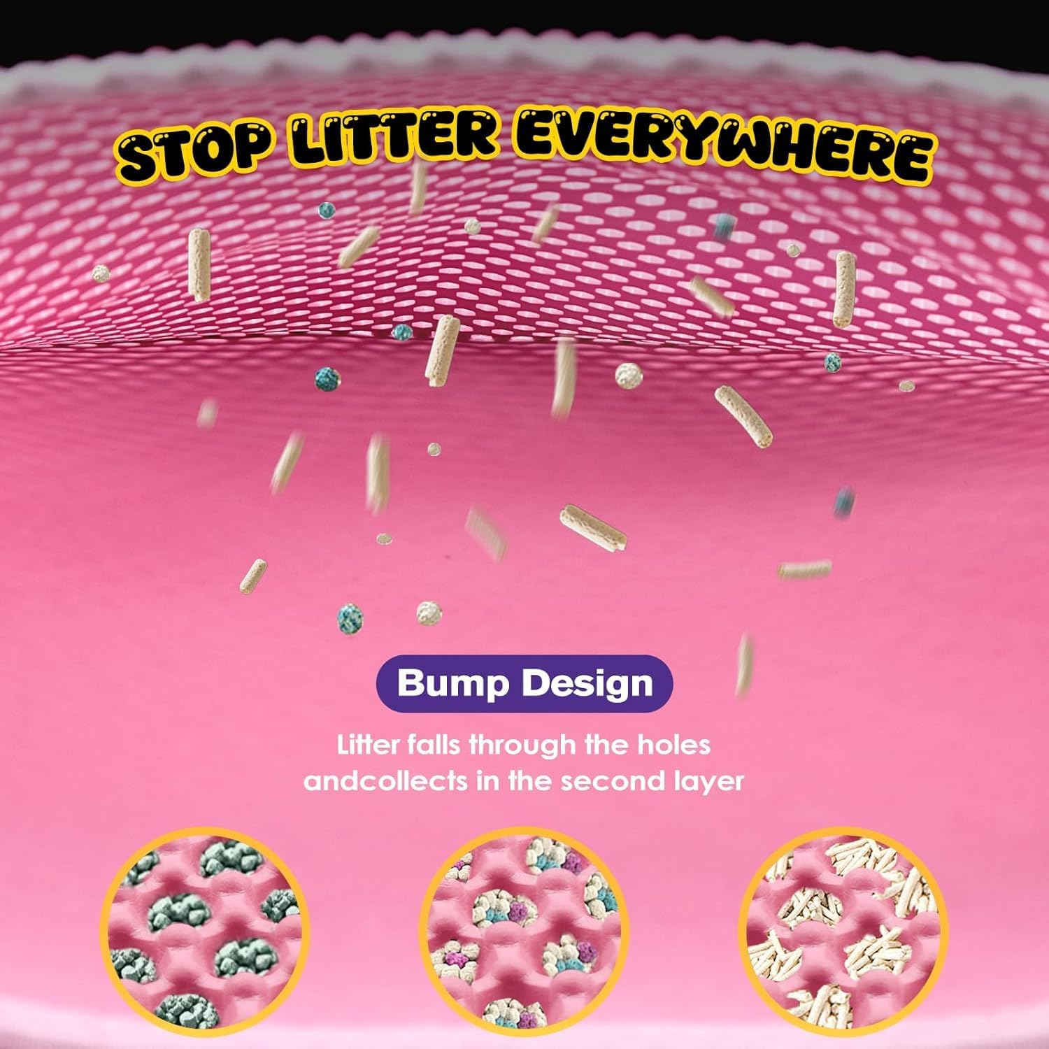 Cat Litter Mat, 24X18 Inches Large Double Layer Honeycomb Cat Litter Trapping Mat, Non Slip Waterproof Urine Proof Cat Litter Box Mat for Floor, Kitty Scratching Litter Rug, Cat Supplies image number 2