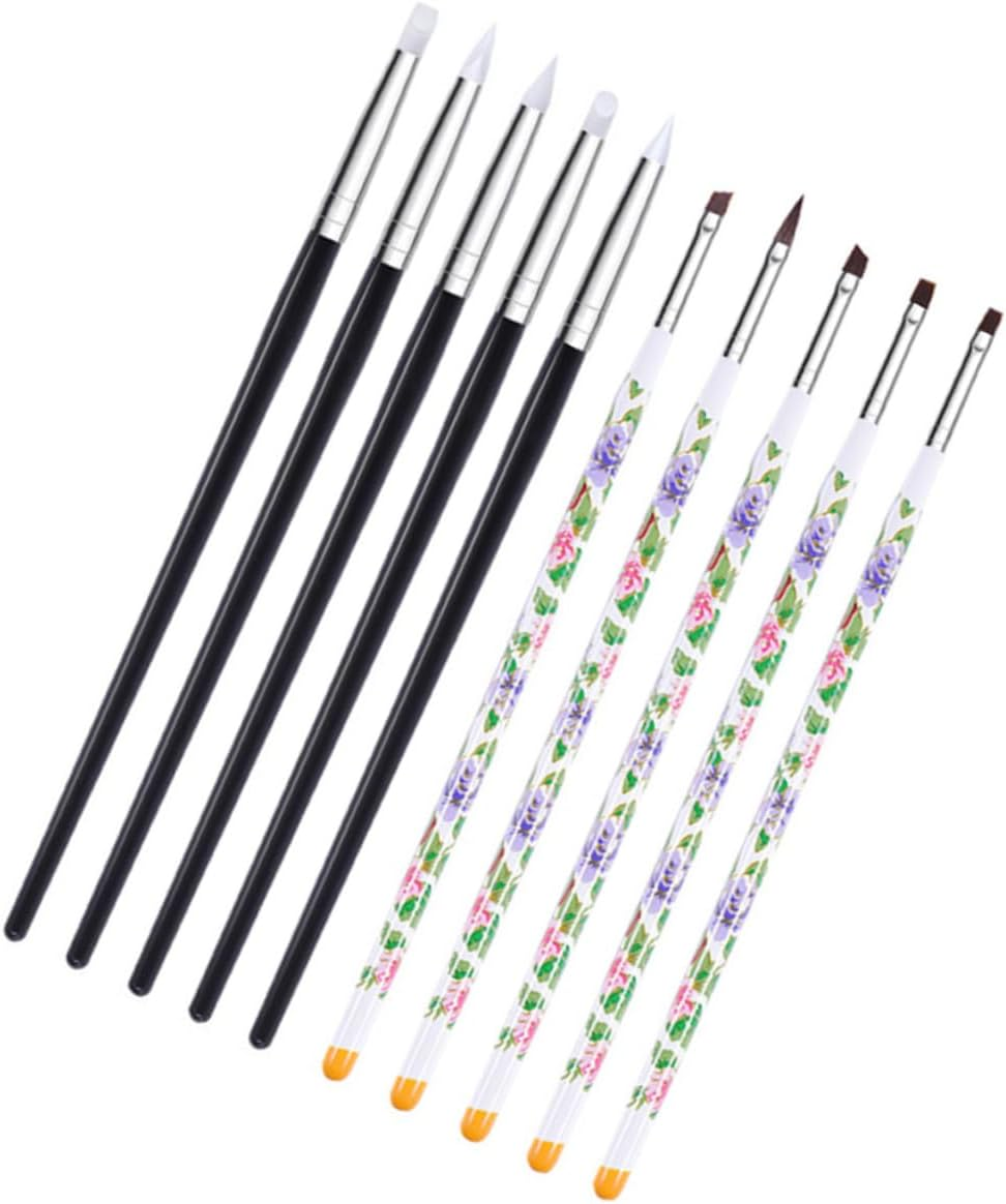 Baluue 10Pcs Nail Silicone Nail Liner and Painting Tools for Fine Detail Design Includes Silicone Pens for Manicure and Creations