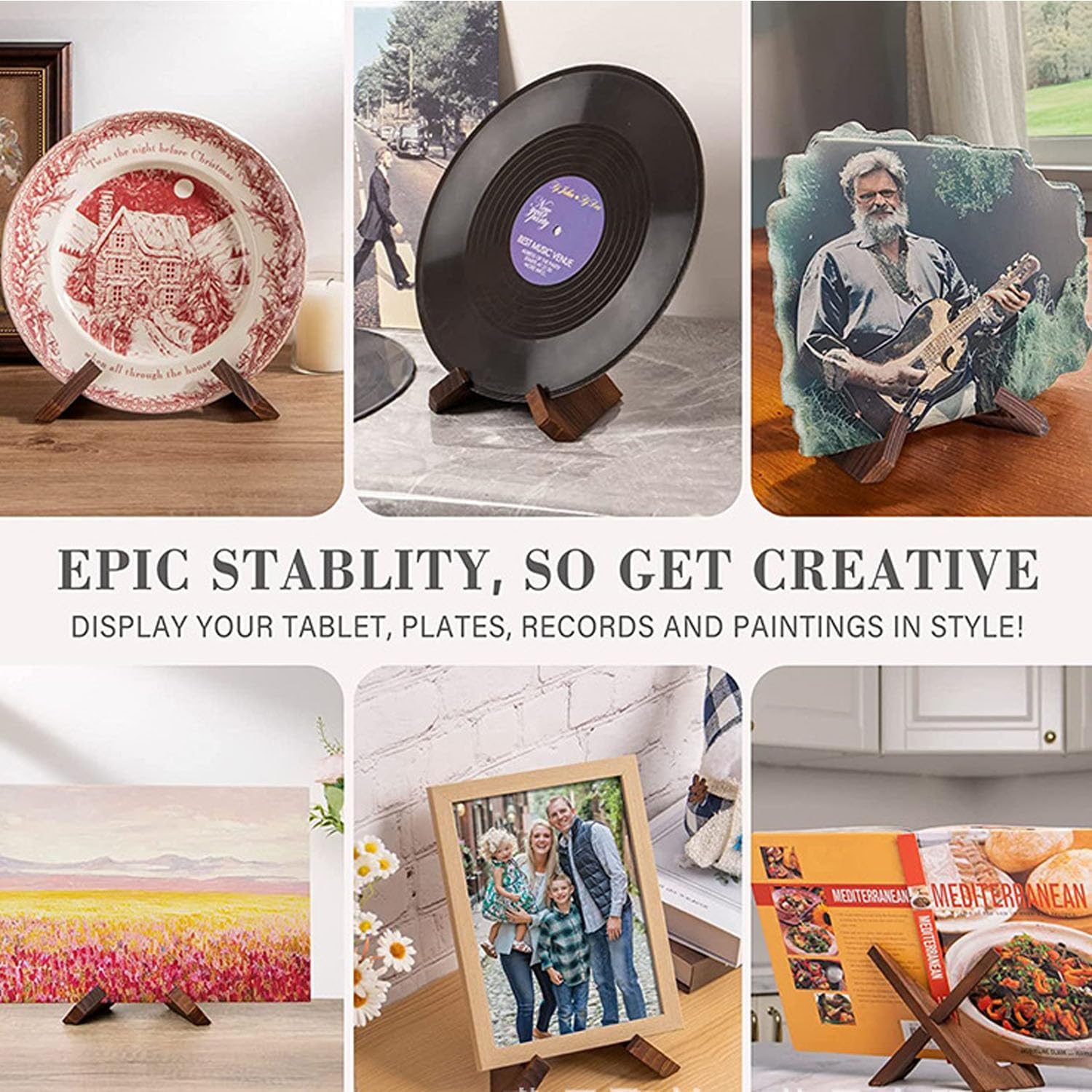 Cookbook Stand,Recipe Book Holder for Display Stand,Handmade Wooden Cookbook Holder,Table Top Decorative Easels Display,Modern and Traditional Kitchen Stand for Book,Craft Objects 1Pcs image number 6