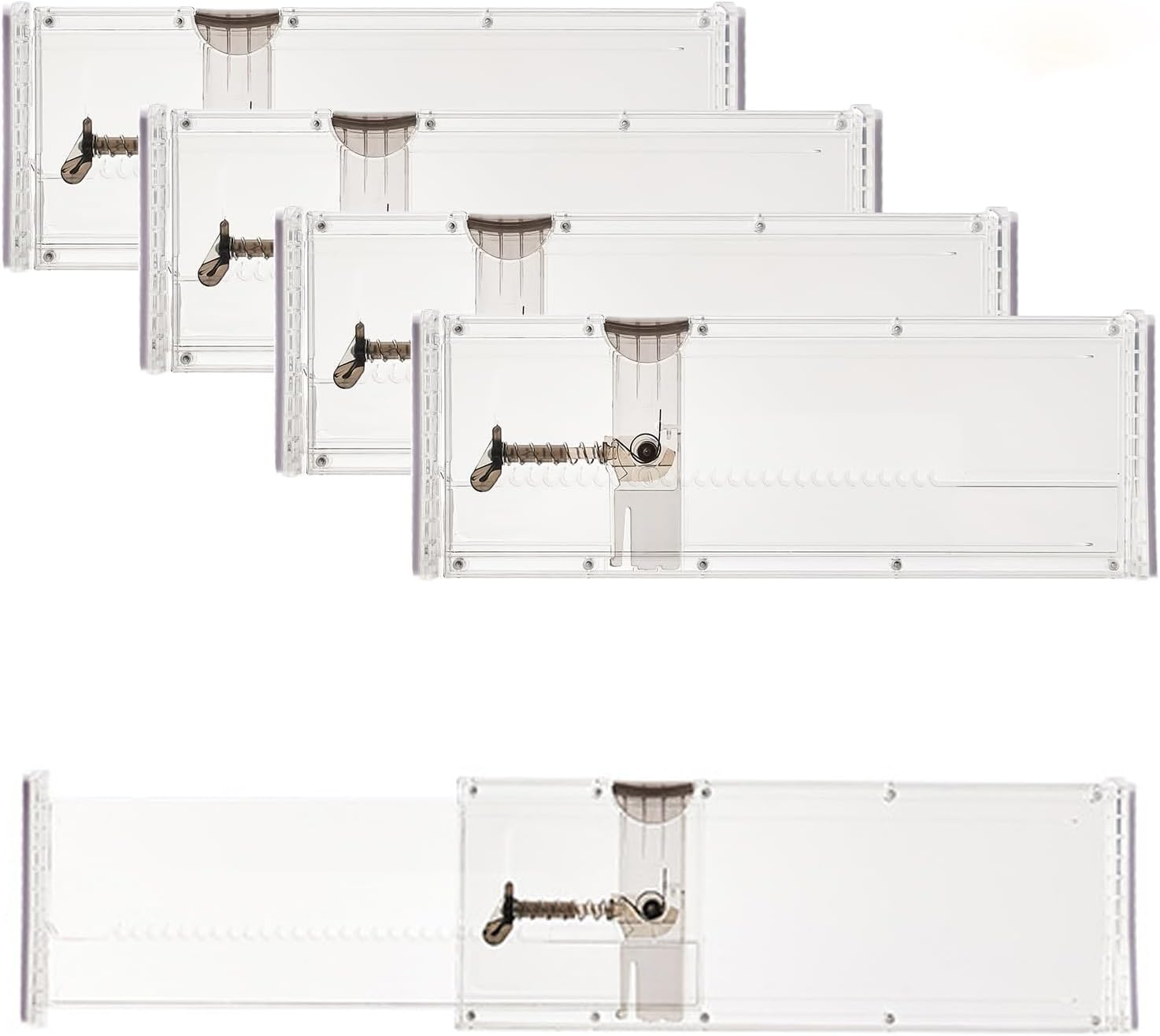 Drawer Dividers,5 Pack Adjustable 4" High Expandable from 14"-21" Clear Drawer Organizer,Drawers Separators with Foam Ends for Clothes, Kitchen Utensils, Bedroom, Bookcase image number 3