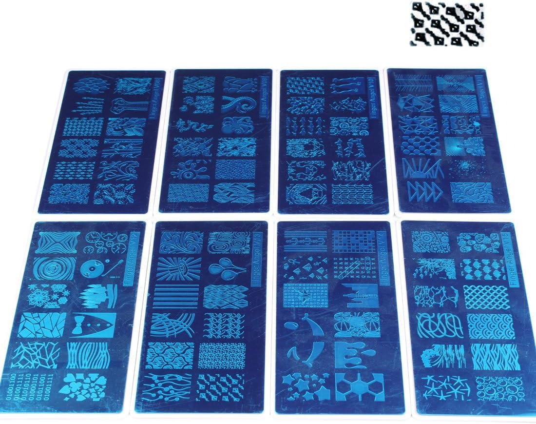 16Pcs Different Design Nail Art Stamping Plates with White Holder Nail Template + 1 Pcs Square Green Rubber Stamper DIY Nail Art Image Stamp Plates Manicure Template Nail Art Tools image number 4