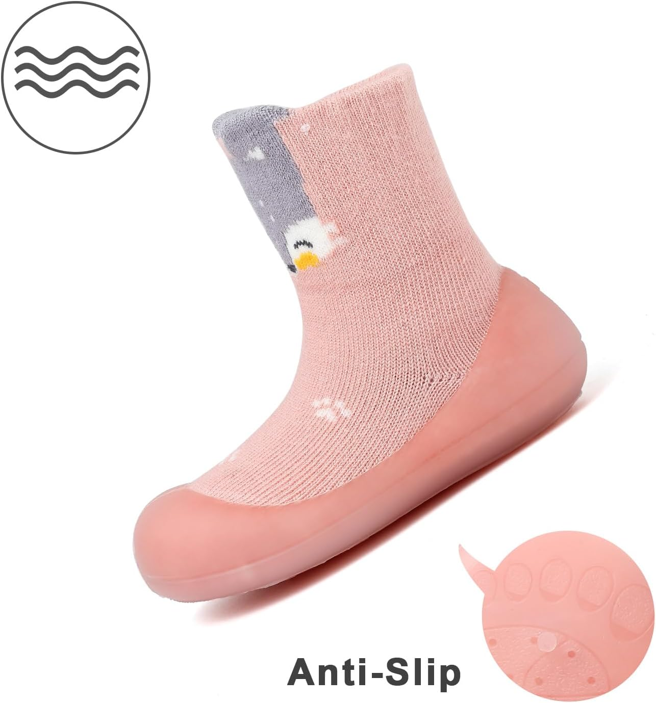 Baby Sock Shoes Toddler Cartoon Soft Rubber Sole Non Slip Indoor Floor Slipper for Infant Boys Girls First Walking Trainers Shoe image number 2