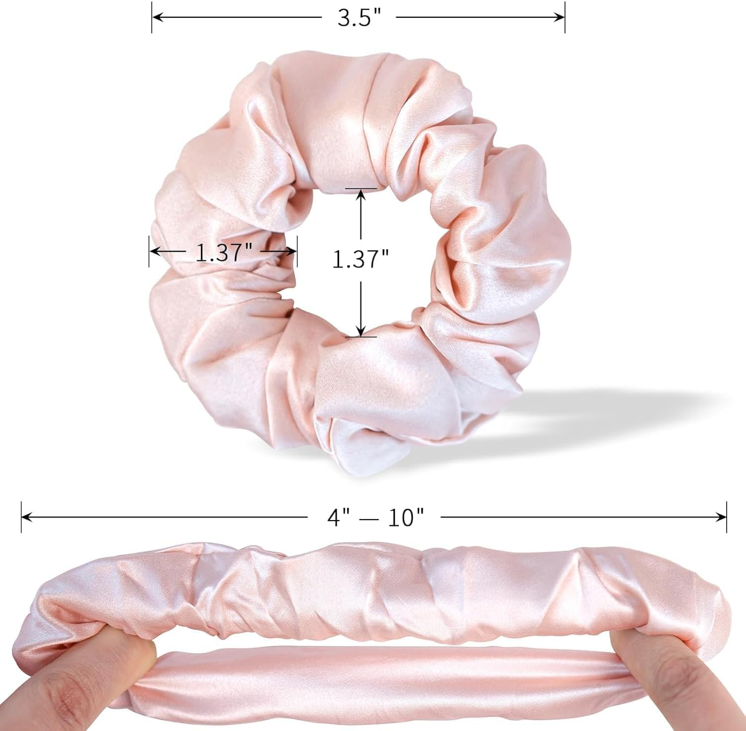 100% Mulberry Silk Scrunchies Hair Tie - No Damage, Prevents Frizz, 1 Pack (Pink)