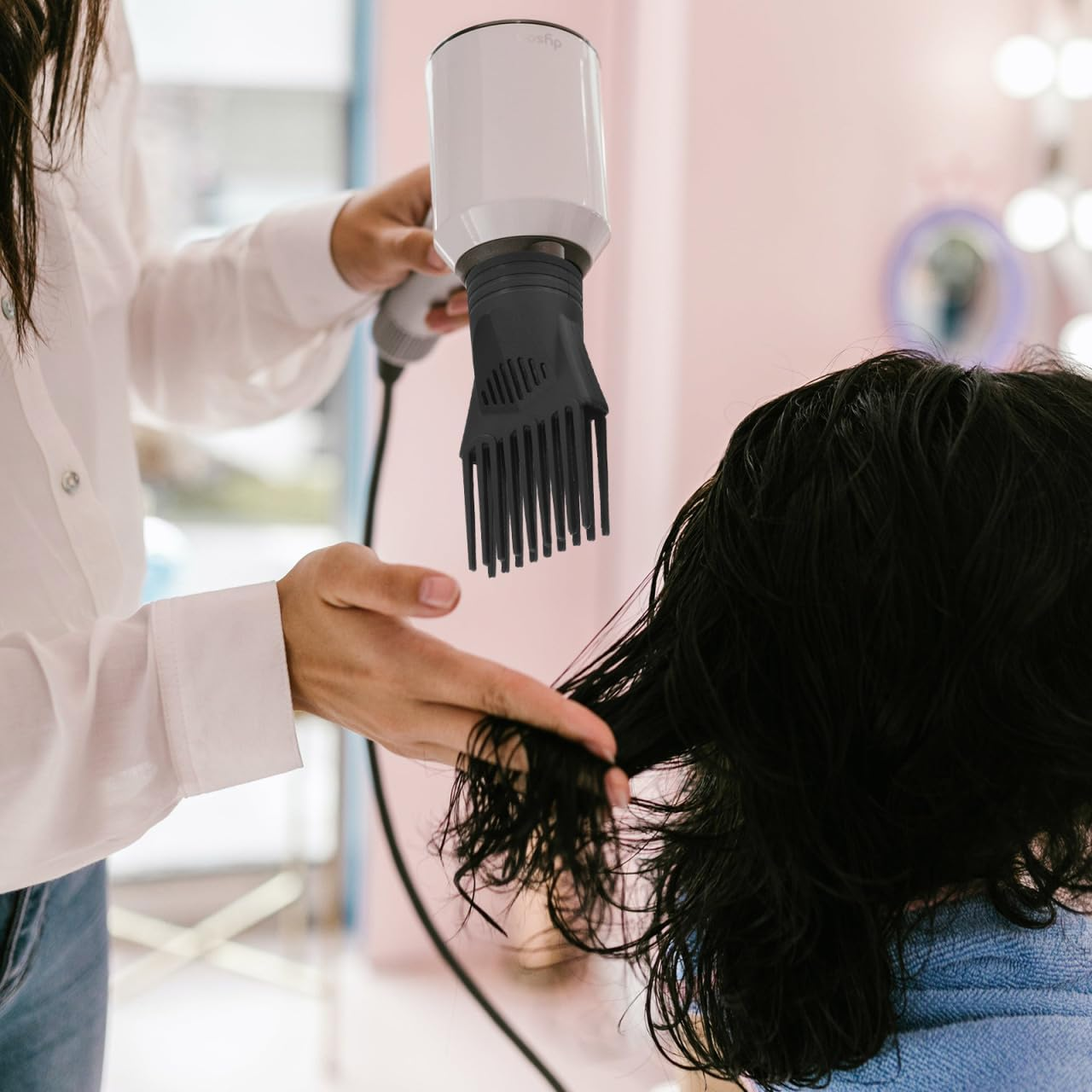 2Pcs Hair Dryer Comb Attachment Black Blow Dryer Attachment for Styling and Airflow Concentration Suitable for Professional and Home Use image number 4