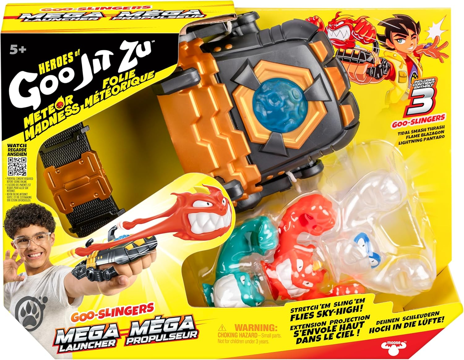 Heroes of Goo Jit Zu Meteor Madness Goo-Slingers Mega Launcher, Load up Your Goo-Slingers and Stretch 'Em and Sling 'Em Sky-High for Some Rapid Battle-Blast Action, Includes 3 Exclusive Goo-Slingers image number 2