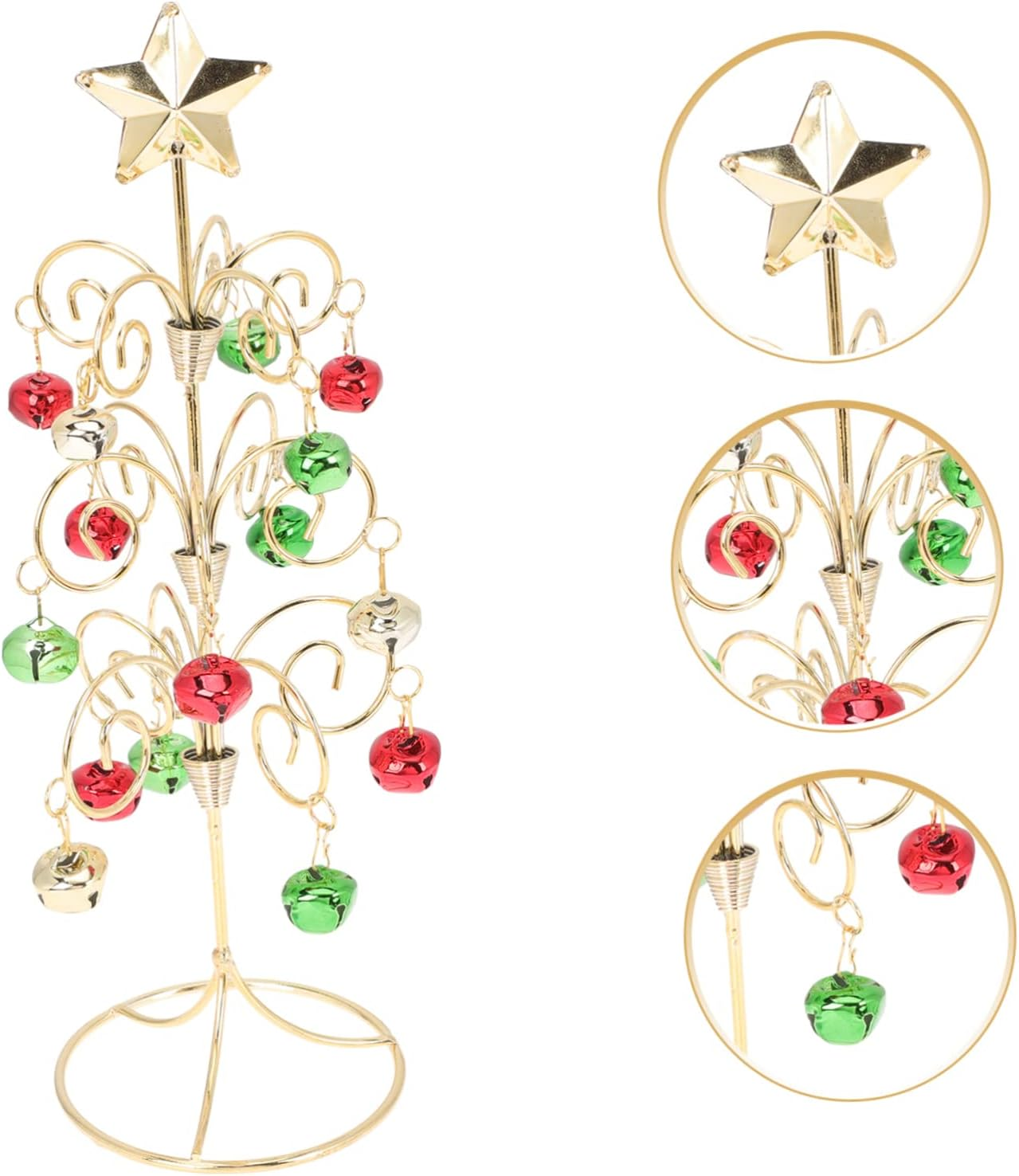 Mini Christmas Tree Ornament Iron Tabletop Xmas Tree Decor Bells and Ornaments Chic Holiday Adornment for Home Office Cafe and Restaurant image number 5