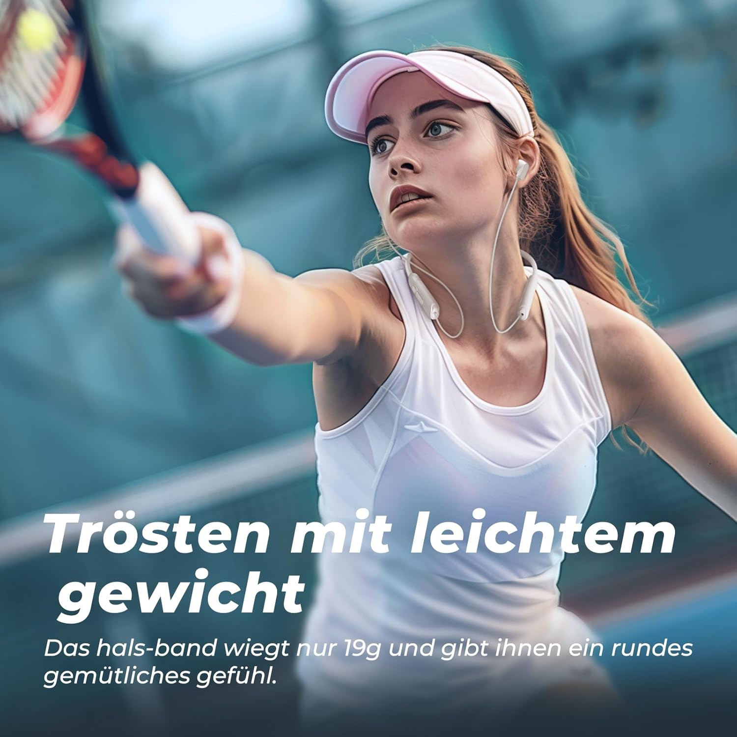 TONEMAC N18 In-Ear Headphones Bluetooth with Cable, Neckband Sports Headphones, Bluetooth Earbuds with ENC Microphone for Jogging, Workout (White) image number 1