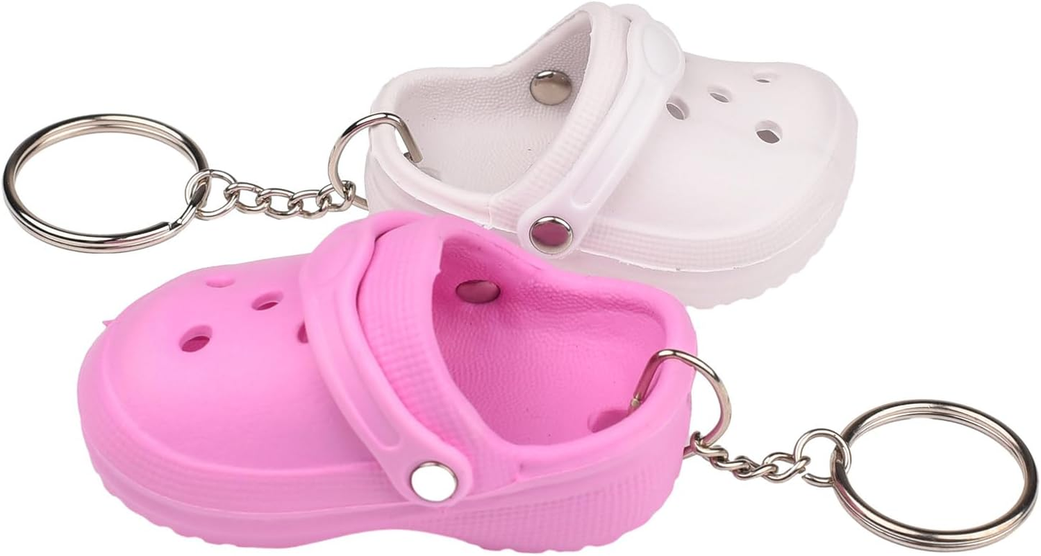2 Pieces Mini Croc Shoe Keychain Novelty Keychain Shoe Pendant Key Ring Decorative Keychain for Gift Decor Party Favor image number 6