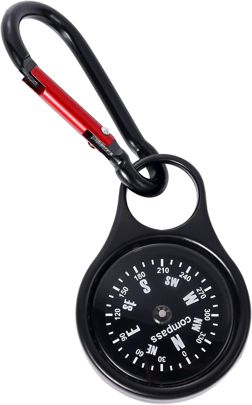Camping Survival Compass, Pocket Portable Keychain Compass Survival Compass Navigation Tool Hiking Compass with Carabiner for Outdoor Hunting Climbing Backpacking