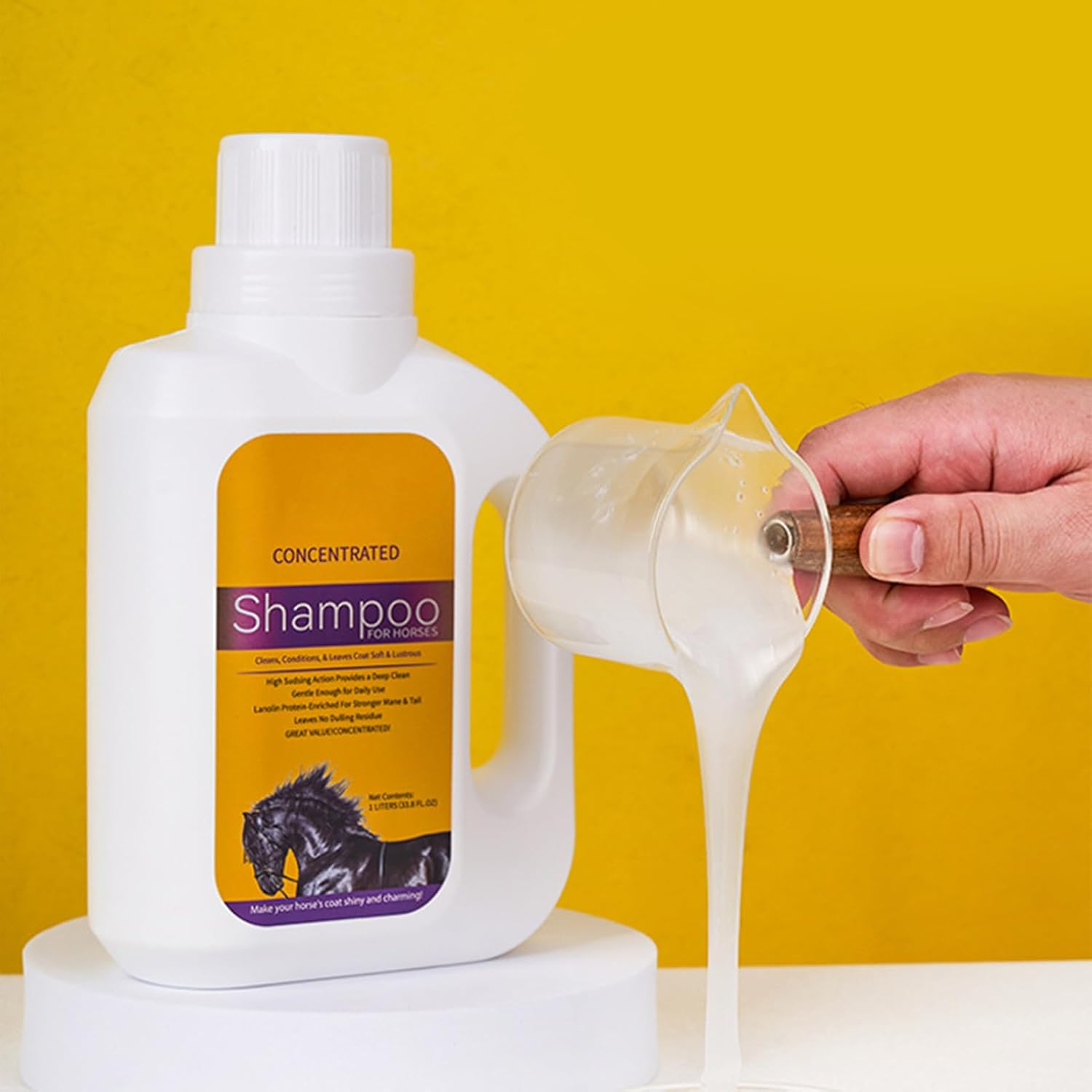 Shampoo for Horses | Horse Shower Gel - 1L Shower Gel Body Wash Bathing Hair Care Supplies for Conditioning Skin Mane Tail Dogs image number 4