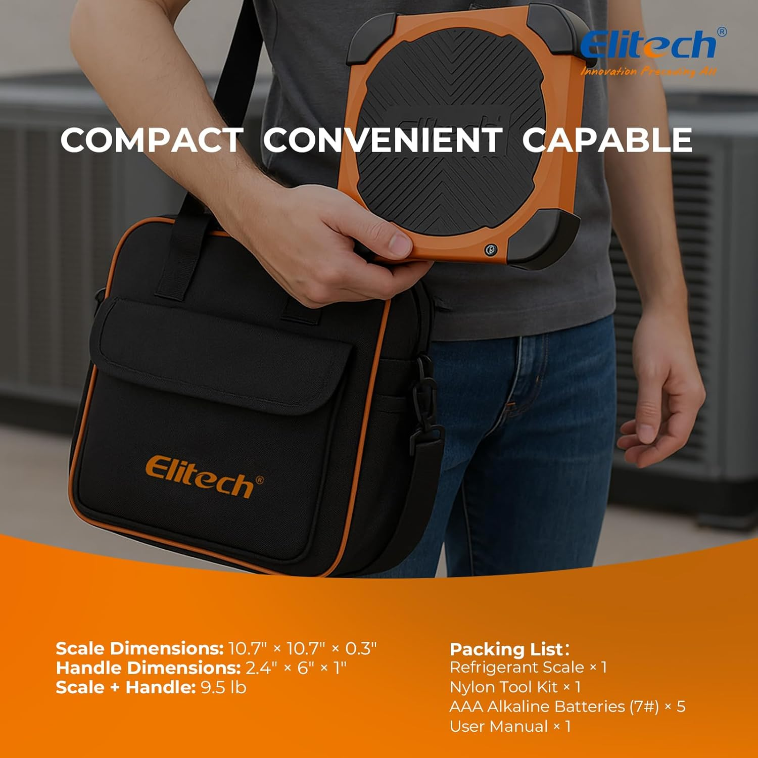 Elitech LMC-210 Wireless Refrigerant Electronic Charging Weight Recovery Scale for HVAC A/C Remote 220 Lbs/100 Kgs image number 1