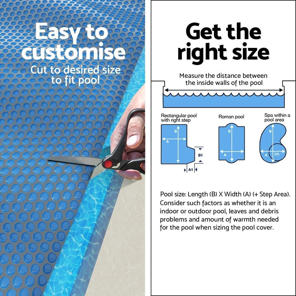 Aquabuddy Pool Cover 600 Micron Bubble Heat Solar Blanket Blue Black 8.5X4.2M