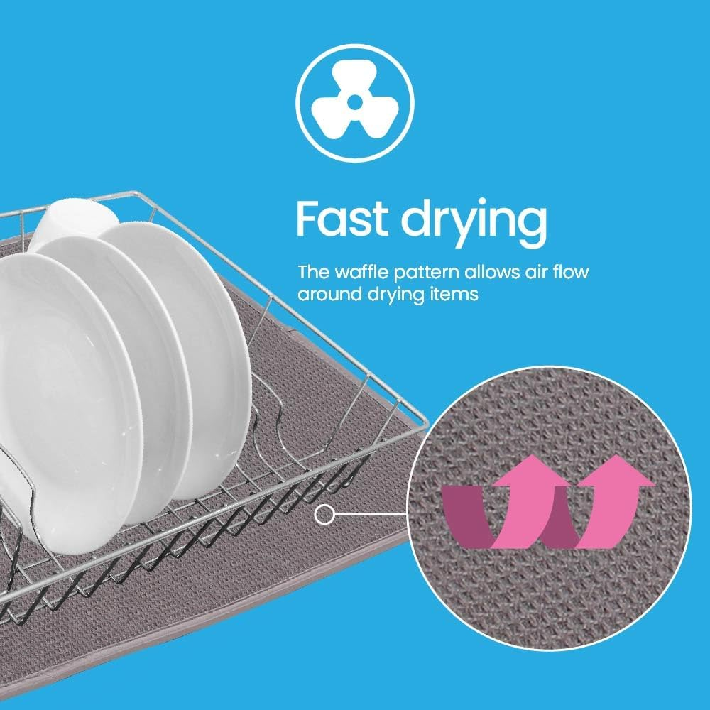 White Magic Dish Drying Mat, Charcoal - Absorbent & Hygienic, Protects Countertops, Quick-Drying Anti-Microbial, Foldable & Easy to Clean, Versatile for Kitchen Essentials, 45X40Cm image number 3