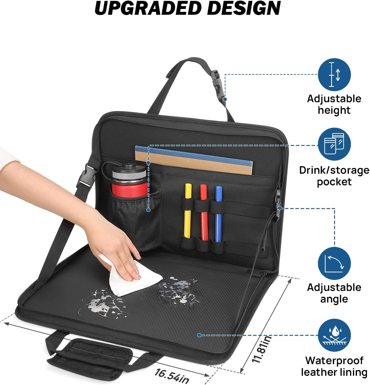 JOYTUTUS 3 in 1 Steering Wheel Eating Tray, Car Back Seat Laptop Desk, Multifunctional Office Bag, Car Work Table for Writing, Car Organizer for Kids, Commuters, Family
