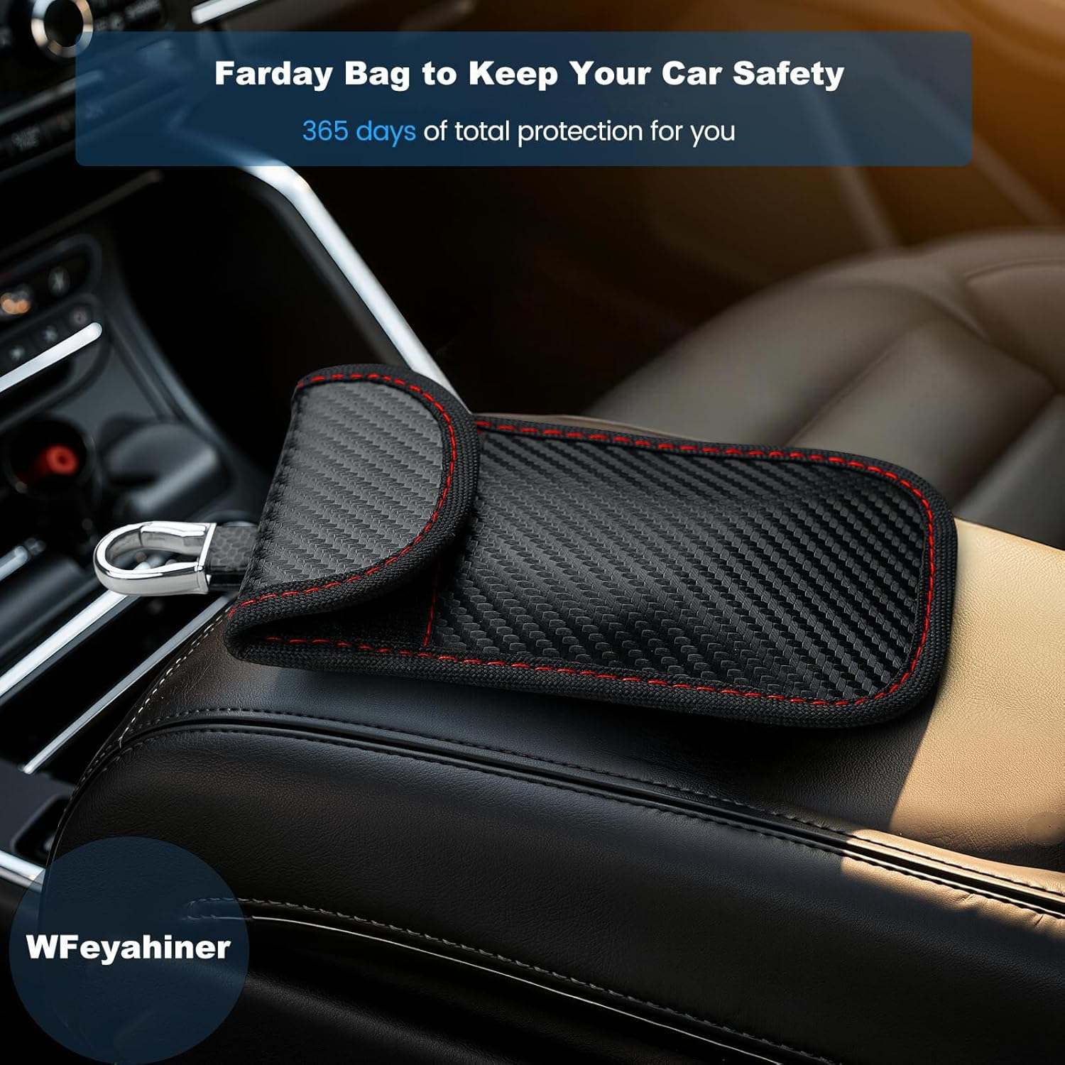 Faraday Pouch for Car Keys,2 Pack Faraday Key Fob Protector Bag,Car RFID Signal Blocking Pouch,Anti-Theft Car Security Cage-Blue+Red image number 6