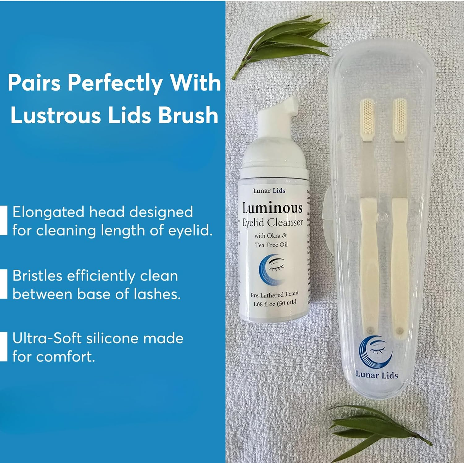 Luminous Eyelid Cleanser with Okra Extract & Tea Tree Complex, Foaming Cleanser/Wash - Cleanses Eyelids and Lashes, Remove Debris and Makeup, Lid Scrub, Skin Moisturiser, Eyelid Care - 50Ml image number 3