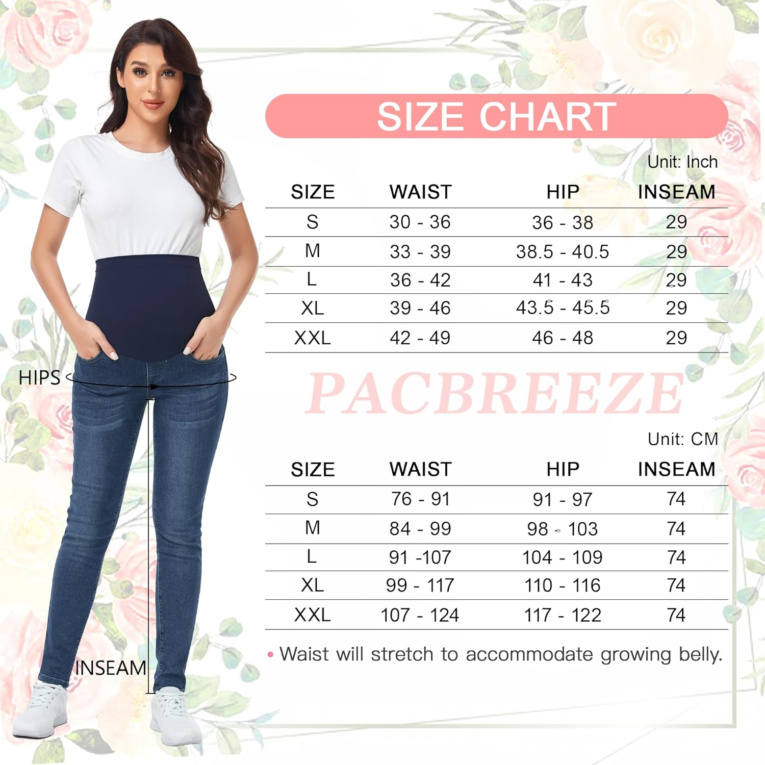 PACBREEZE Women'S Maternity Pants for Work Over-Bump Pregnancy Casual Stretchy Straight Dress Pants with Pockets image number 4