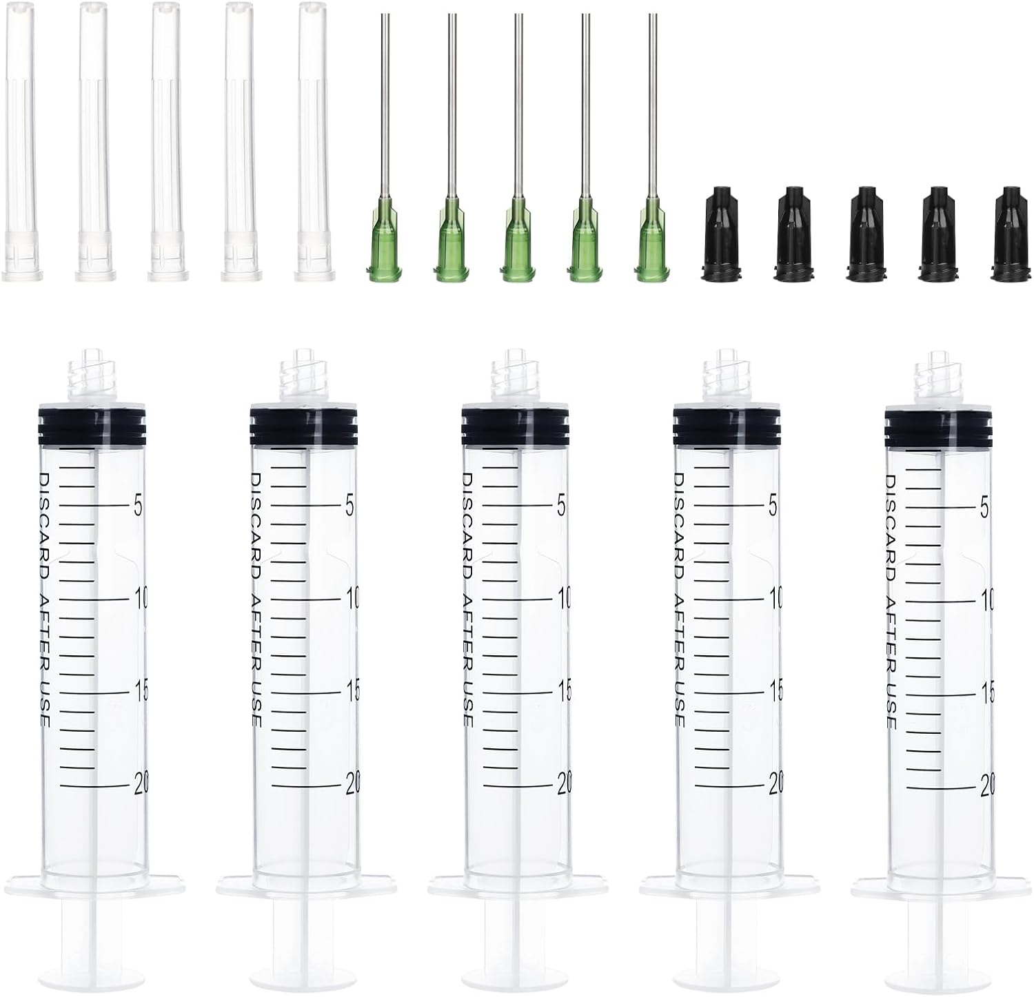 20Ml Sterilization Packing Syringe with 14Ga 1.5 Inch Blunt Tip Dispensing Needles and Storage Caps and Needle Caps for Engineered Fluid，Glue Applicator and Refilling (Pack of 5) image number 6