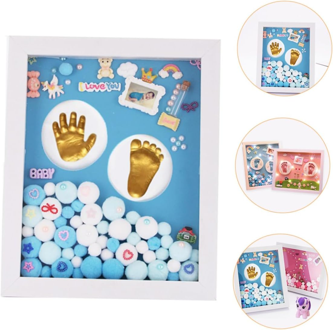 Newborn Handprint Footprint Photo Frame Inkless Print Kit Shower for Boy Girl image number 2
