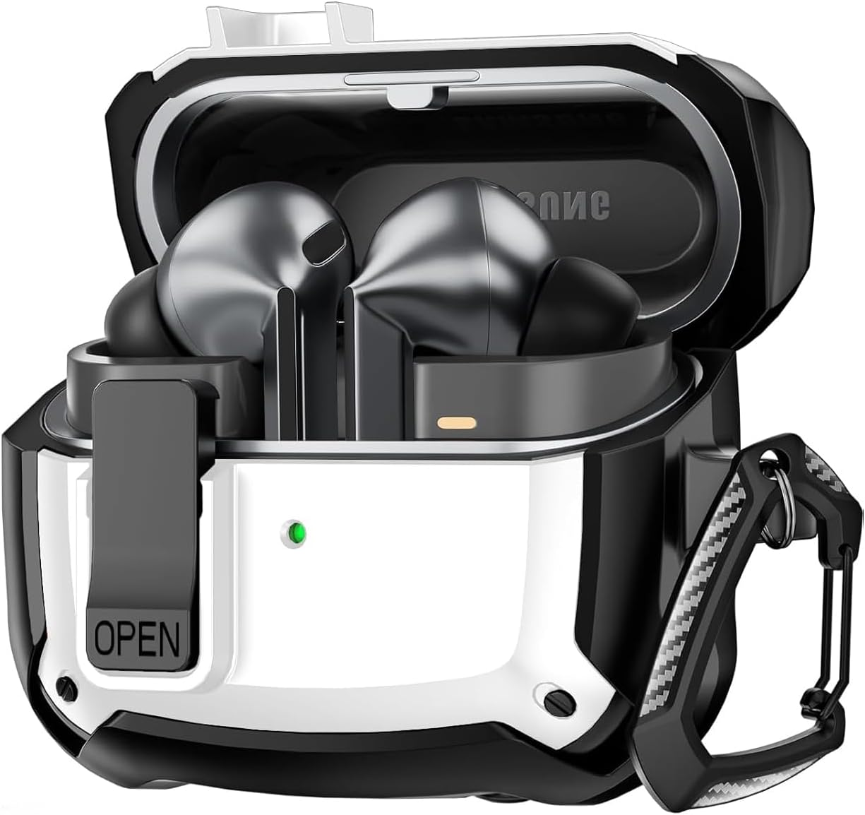 Compatible with Samsung Galaxy Buds 3 Case & Galaxy Buds 3 Pro Case,Full Body Shockproof Hard Shell Protection Design,With Secure Lock Clip image number 1