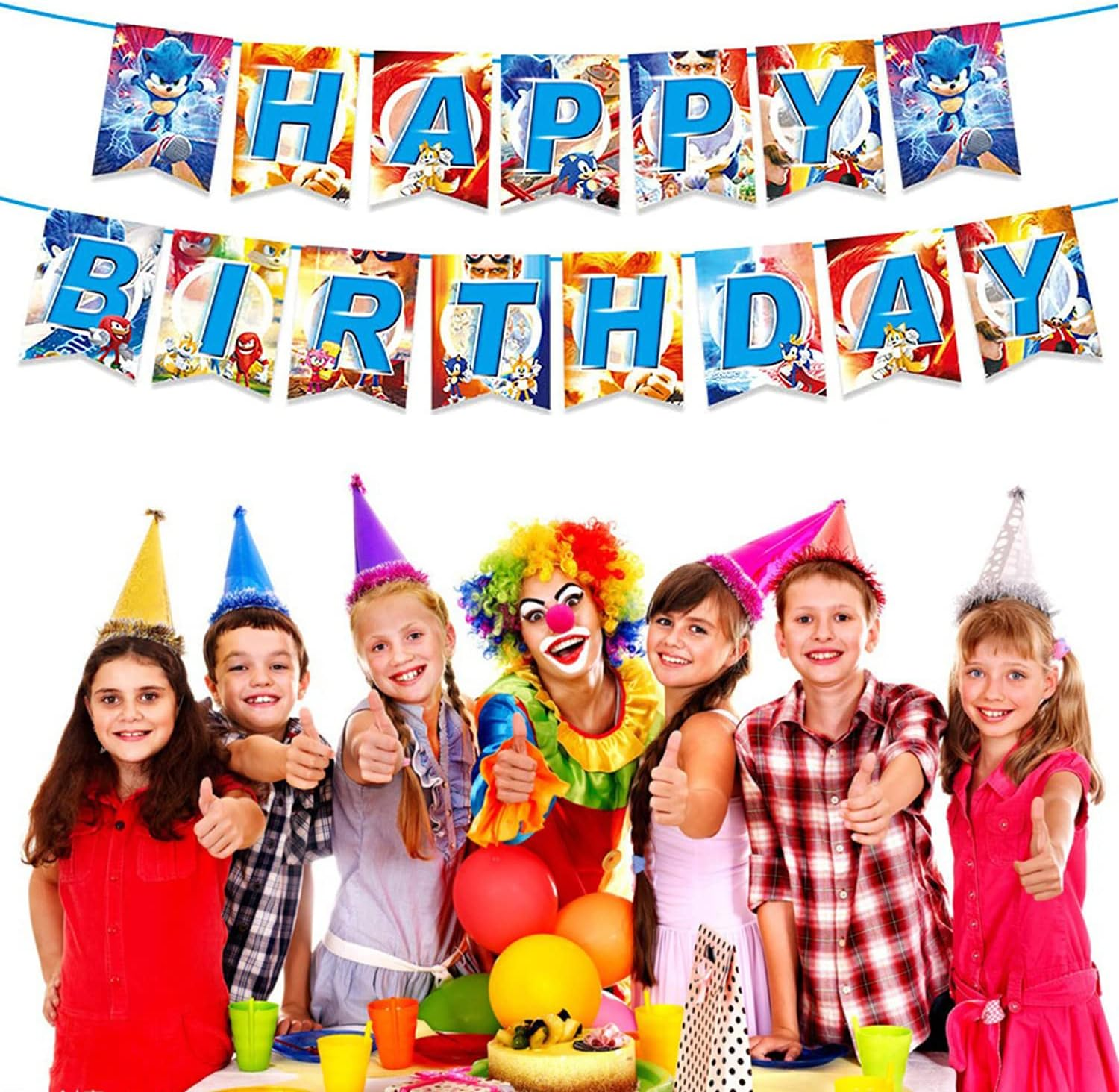 Xiaoma Sonic2 Birthday Party Supplies, 32Pcs Sonic Decorations for Birthday Party, the Hedgehog Party Supplies for Kids Include Banner ,Table Cloth ,Plates, and Napkins image number 5