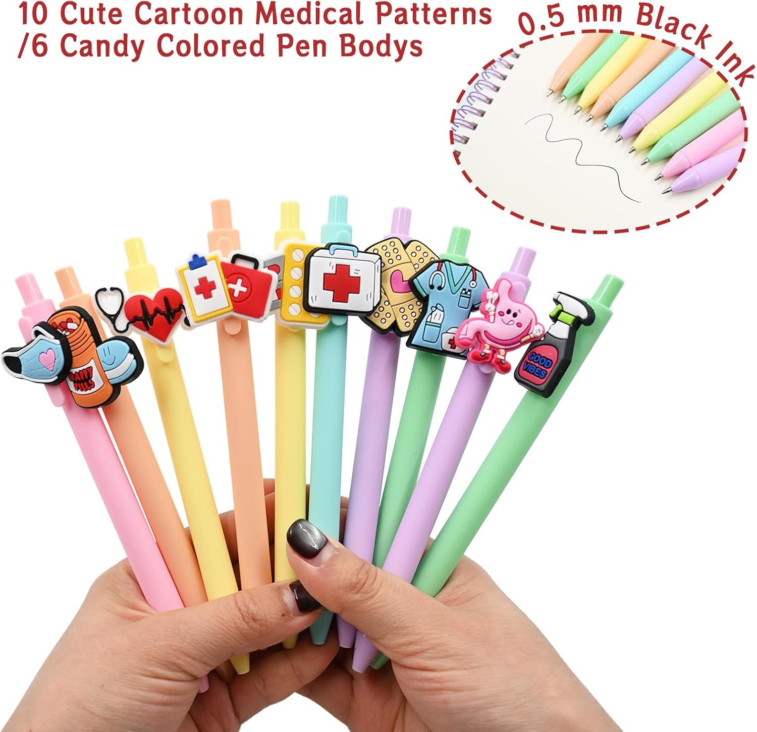 10 PCS Cute Nurse Pen, Novelty Nursing Ballpoint Pens, Funny Pens for Nurses Nursing Student Gifts, Fancy Nurse Appreciation Gifts Office Adults Workers Essentials image number 2