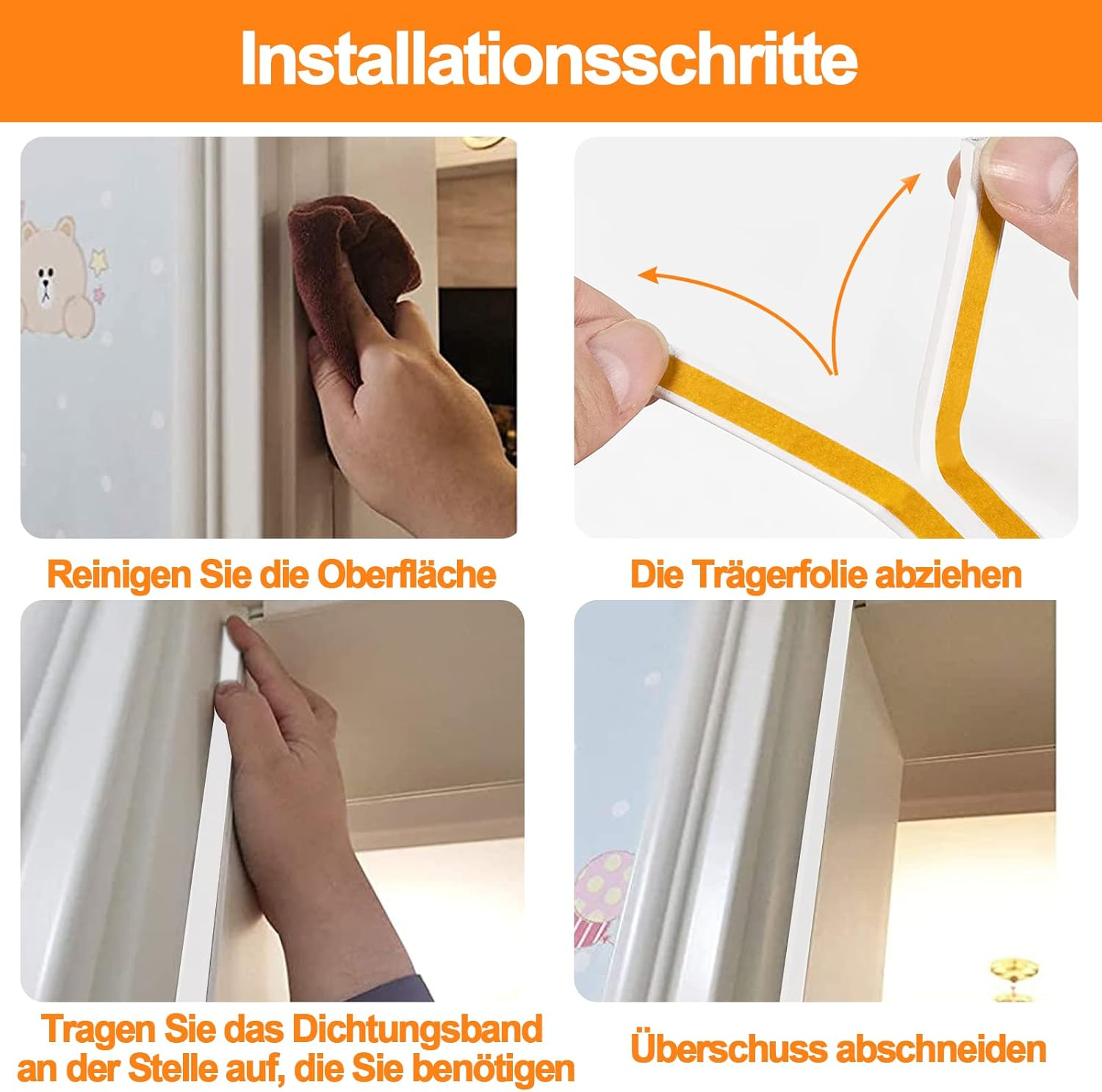 12 M Self-Adhesive Sealing Tape for Doors Windows, 9 Mm (W) X 2 Mm (D) Foam Tape, Foam Strips, Door Seal Window Rubber Seal for Anti-Collision, Soundproofer, Waterproof (White) image number 5