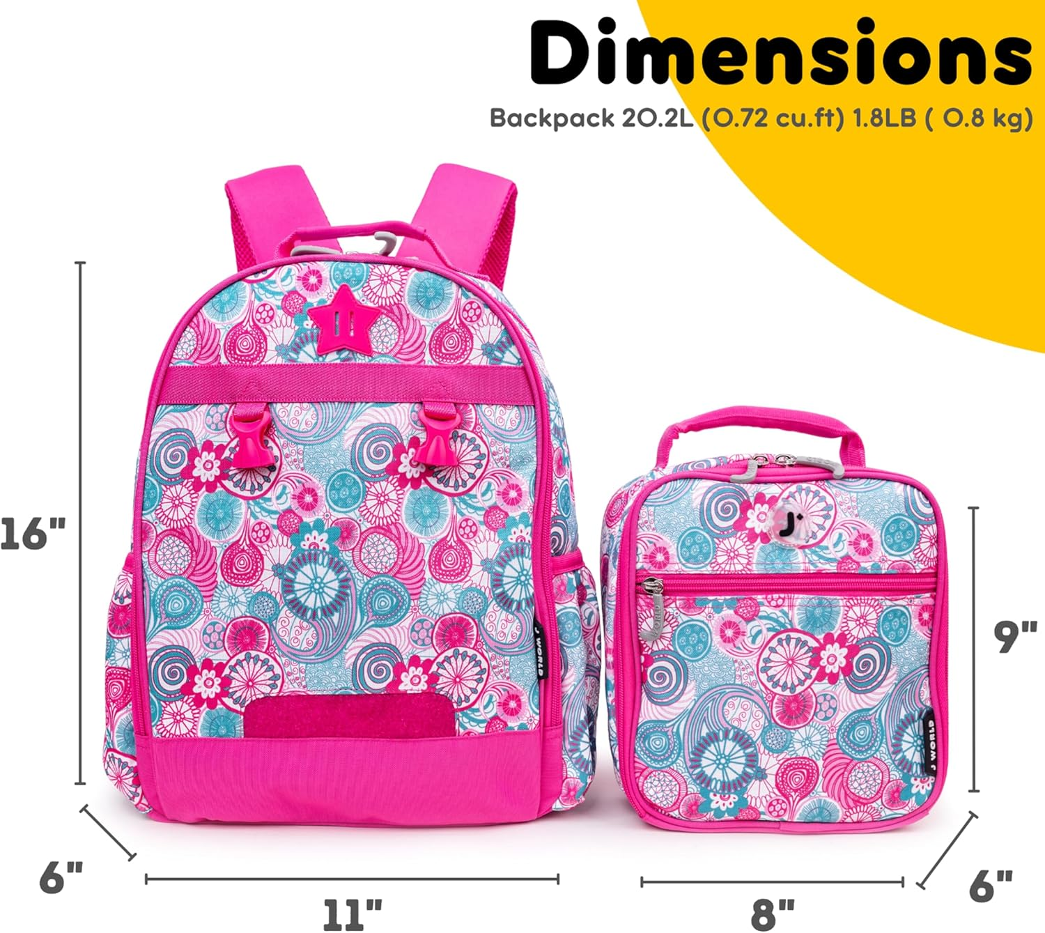 J World Duet Kids Backpack & Lunch Box Set for Boys & Girls Pre-K to Elementary School image number 3