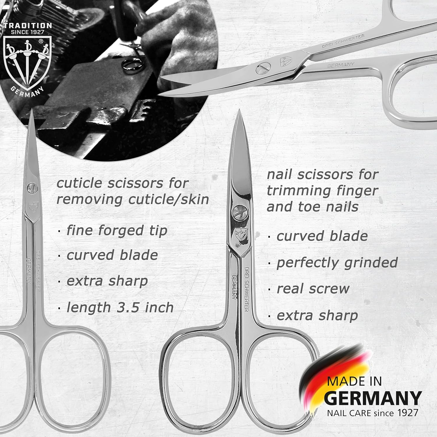 3 Swords Germany - Brand Quality 8 Piece Manicure Pedicure Grooming Kit Set for Professional Finger & Toe Nail Care Scissors Clipper Fashion Leather Case in Gift Box, Made in Solingen Germany (Werhe Black image number 6