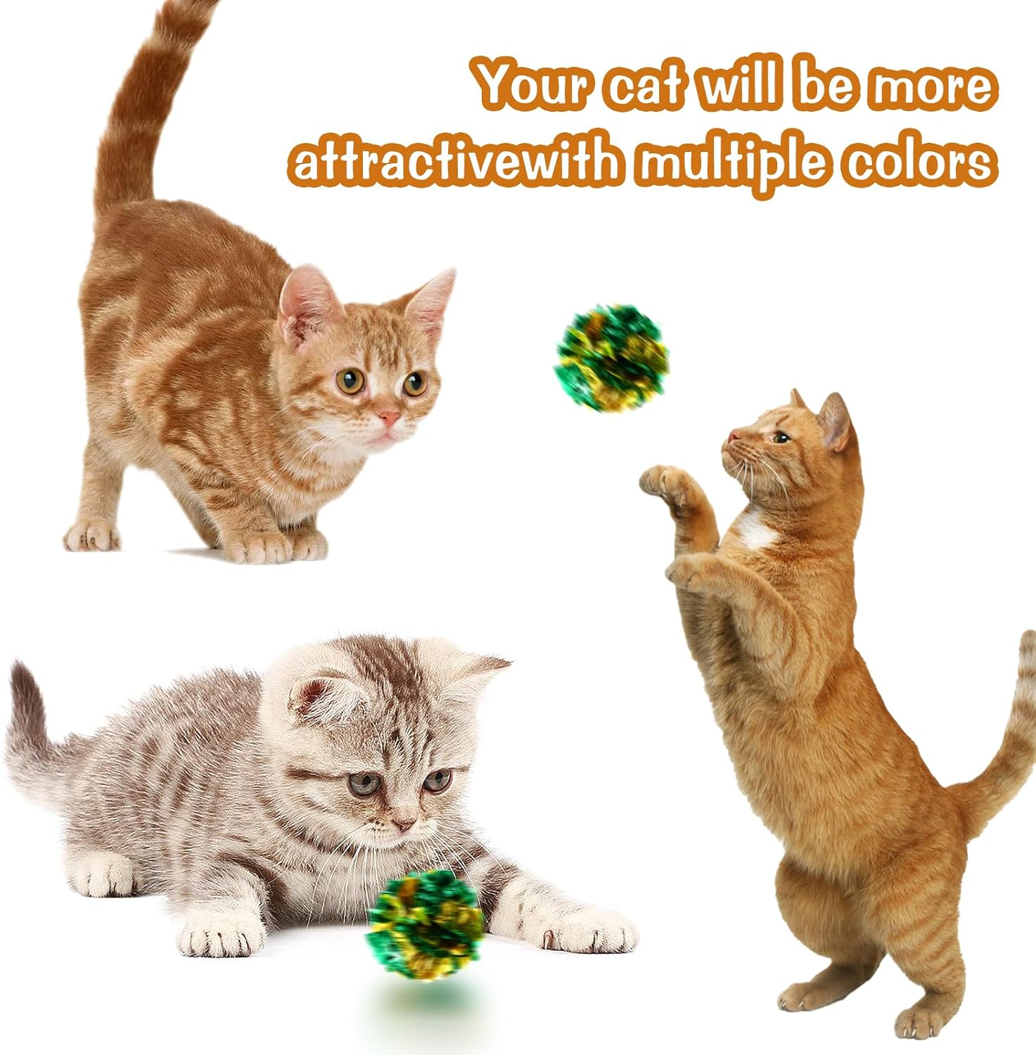 Sliverdew Pack of 30 Interactive Crinkle Balls for Cats 5.8 Cm Cat Ball Toy Colourful Cat Mylar Crinkle Balls Cat Crinkle Ball for House Cats to Stay Fit and Active image number 1