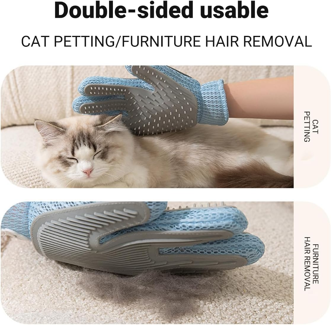 AIMALL Pet Grooming Glove, Enhanced Silicone Hair Removal Brush for Cats and Dogs, Durable Dog Bathing Massage Comb, Scratch and Bite Resistant - 6.29X4.33X9.44 Inches image number 6