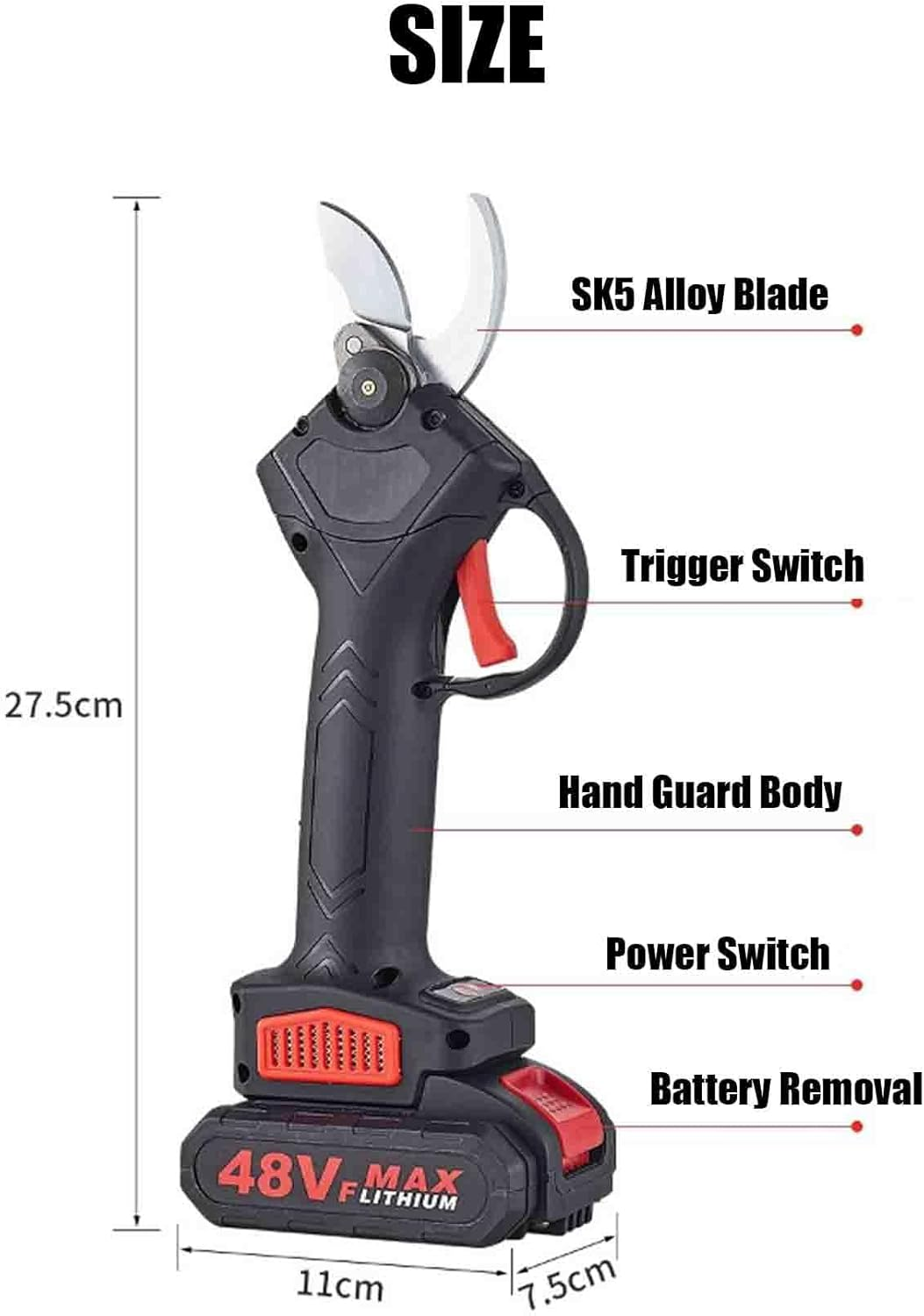 Tacsaw Power Shears,2025 Upgraded Electric Pruning Shears for Gardening,1.2" Cutting Diameter Cordless Pruner for Gardening, through Every Cut with Ease,For Trees,Shrubs & Landscaping (1 * Battery) image number 5