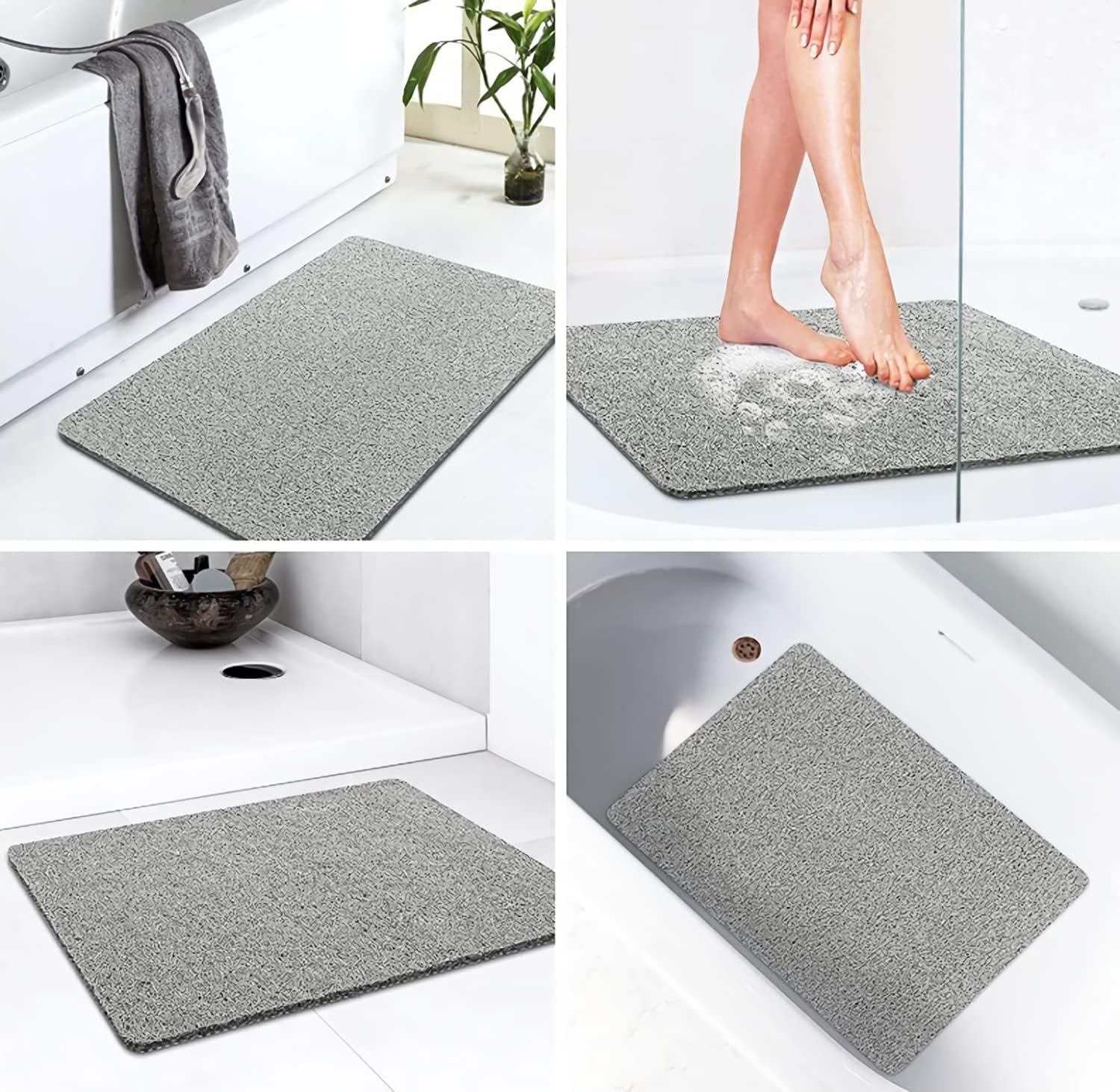 Non-Slip Shower Mat Bathtub Mat with Drain Soft on Feet PVC Loofah Shower for Bathroom Wet Area Quick Drying Comfort Shower Rugs (24&rdquo;&times;16&rdquo;) image number 6