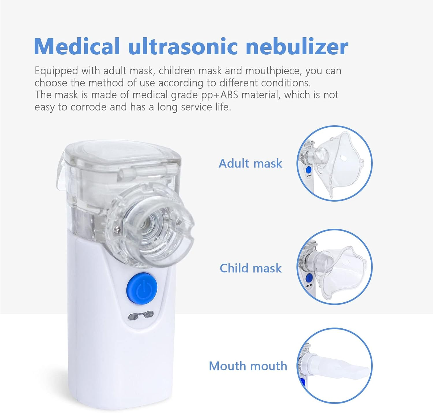 Portable Nebulizer, Cool Mist Ultrasonic Mesh Nebulizer Machine, USB Rechargeable Handheld Mesh Nebulizer Personal Steam Inhaler for Adults and Kids, Travel and Household Use image number 4