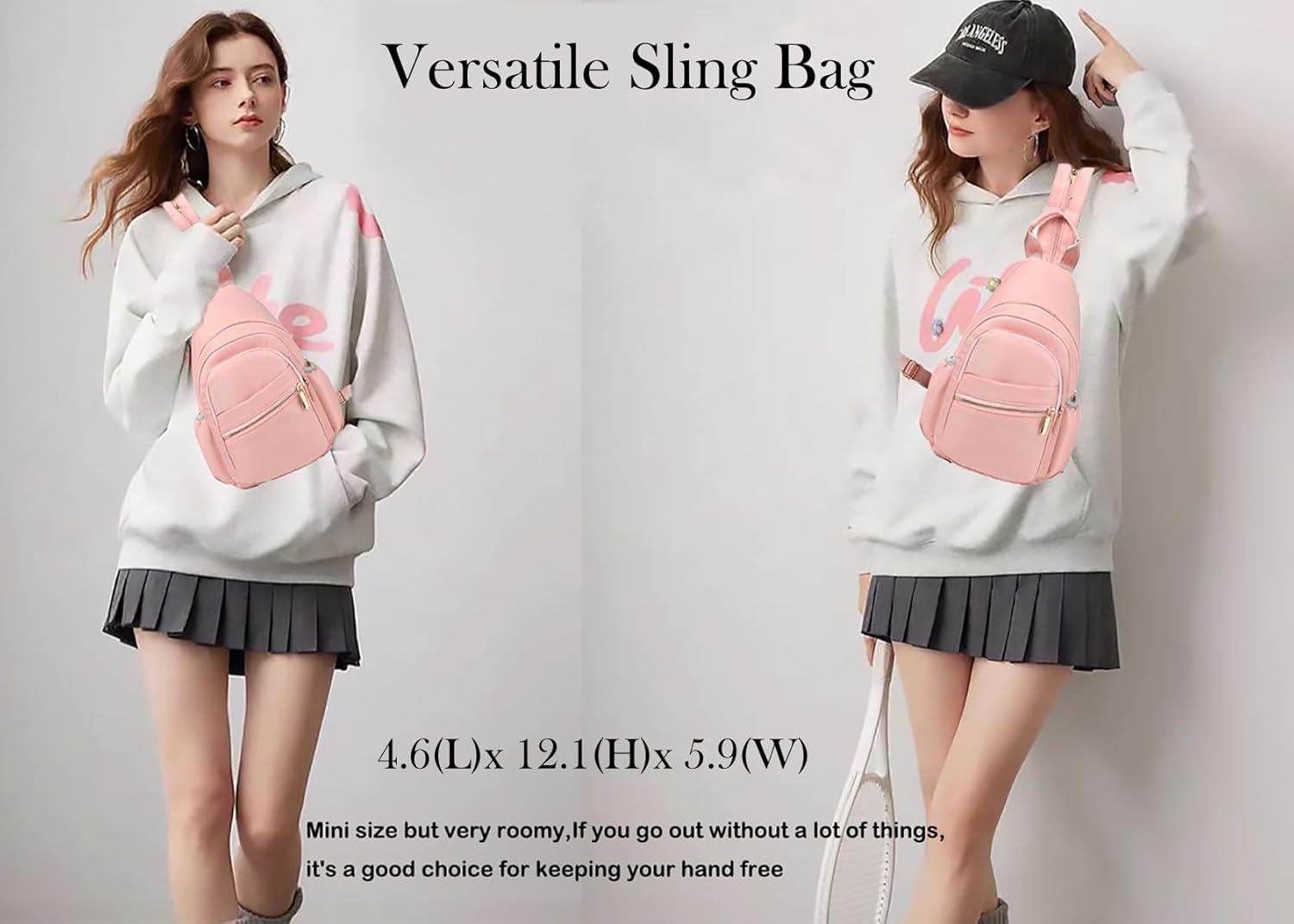 Xsecnua Sling Bag for Women, Mini Backpack Sling Backpack, Small Backpack Small Daypack Crossbody Bags for Travel - Black image number 3