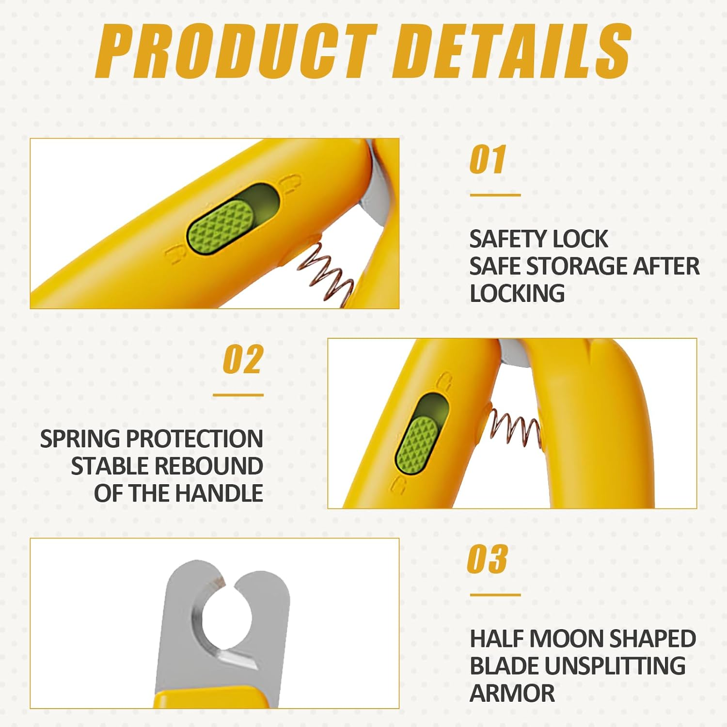 Professional Claw Scissors for Dogs and Cats, Stainless Steel Claw Pliers, Mini Banana Dog Claw Cutter, Claw Scissors with Splash-Proof Protective Device, for Medium and Small Pets Claw Care image number 5