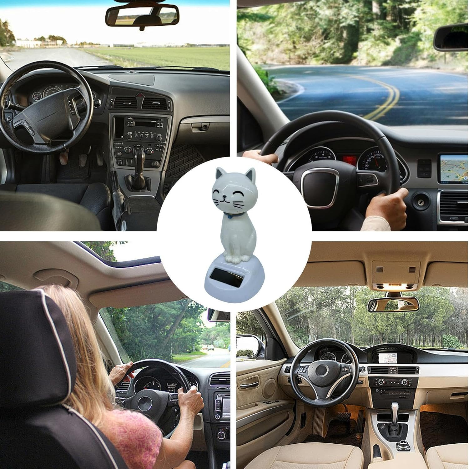 Solar Powered Bobblehead Cat | Solar Powered Car Dashboard Interior Decoration,Dancer Figurines Shaking Ornament, Car Interior Doll Ornament, Dancing Toys Ornaments image number 1