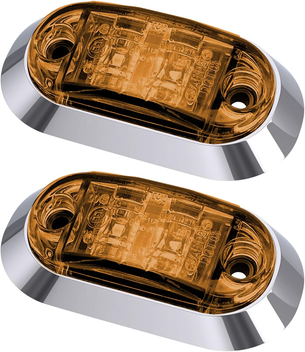 Dream Lighting 2 Pack 12V DC Cool White LED Sleek Side Marker Clearance Lights Indicators Trailer Truck RV Motorcycle Lamp Surface Mount