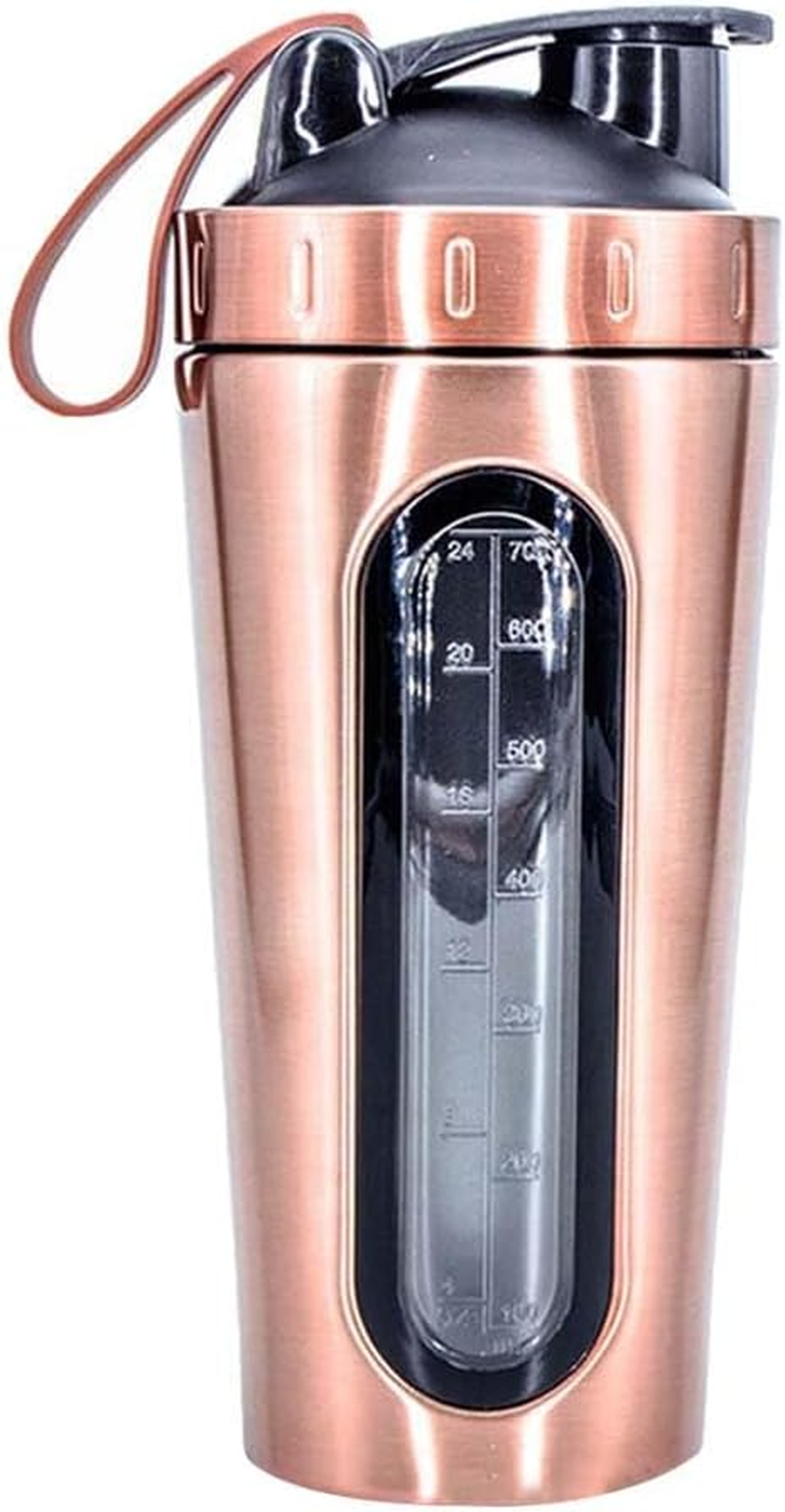 700Ml Sport Water Bottle Protein Stainless Steel Milkshake Shaker Drink Cup AU Rose Gold