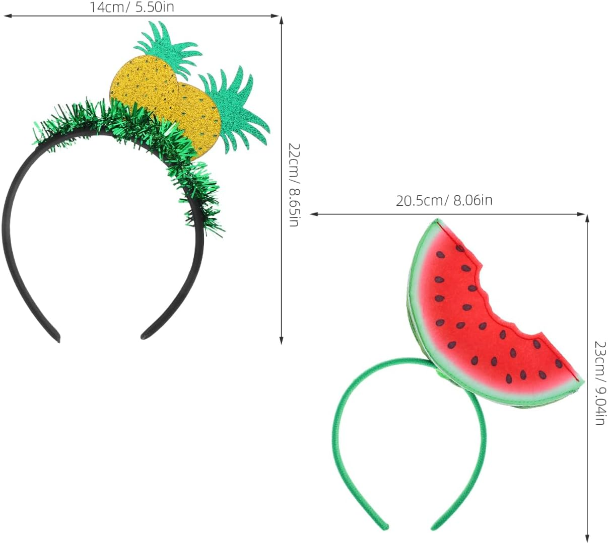 WOFASHPURET Pack of 4 Fruit Headbands Hawaiian Party Headband Glitter Fruit Hair Funny Fruit Headpiece for Christmas Holiday Wedding Birthday Party image number 4