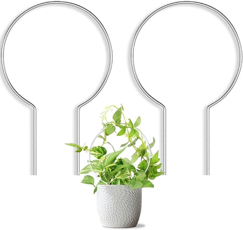2PCS Small Trellis for Potted Plants, Circle Trellis with Plant Tape, Plant Climber Support for Climbing Plants Indoor Outdoor, Plant Trellis for Vines Flower Topiary Frames (Silvery) image number 3