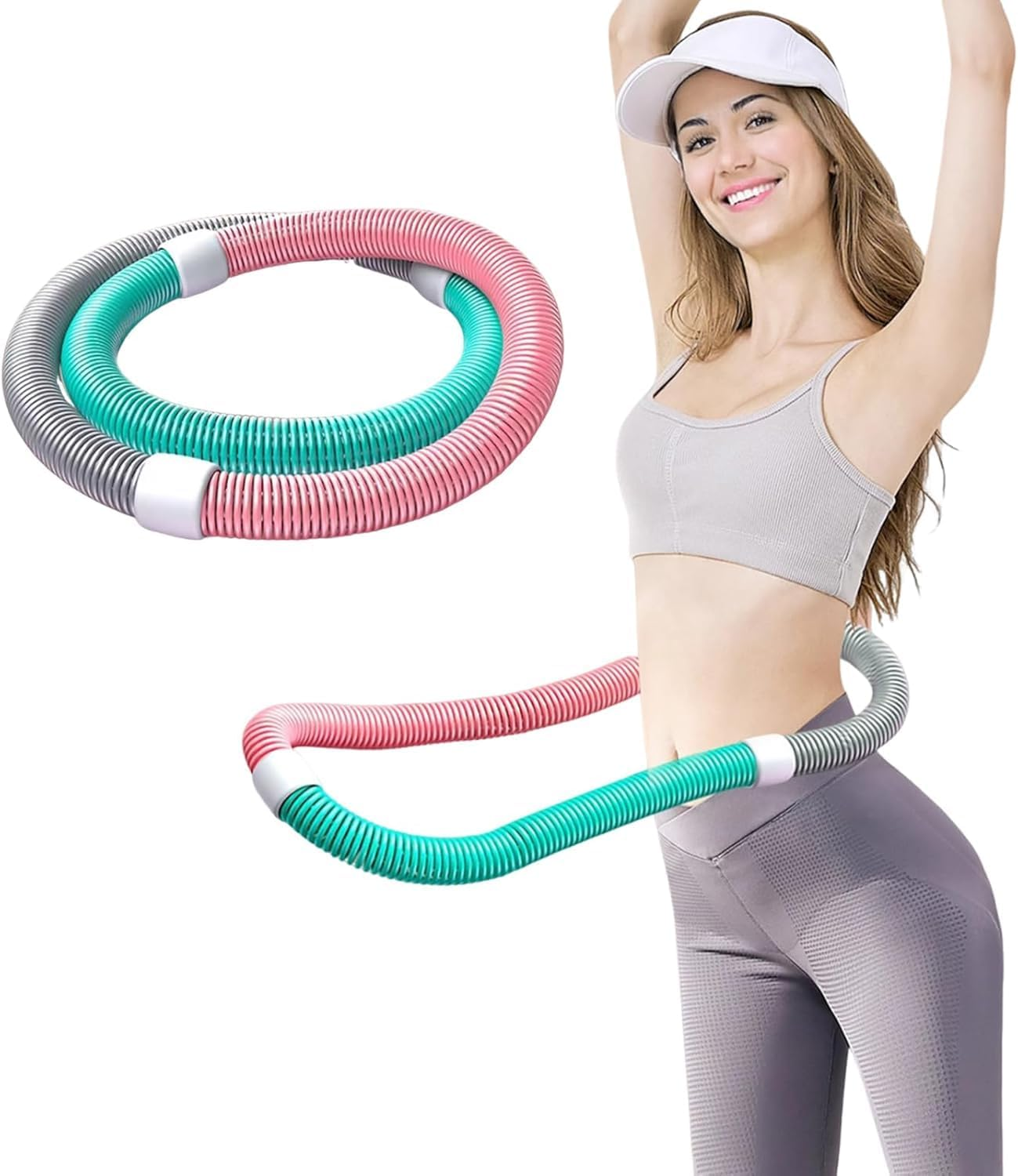 Weighted Soft Hula Circle for Adults - 3.3Lb Foldable Fitness Hoop, Portable Home Gym Adults Body Waist Slimming Exercise Equipment image number 4